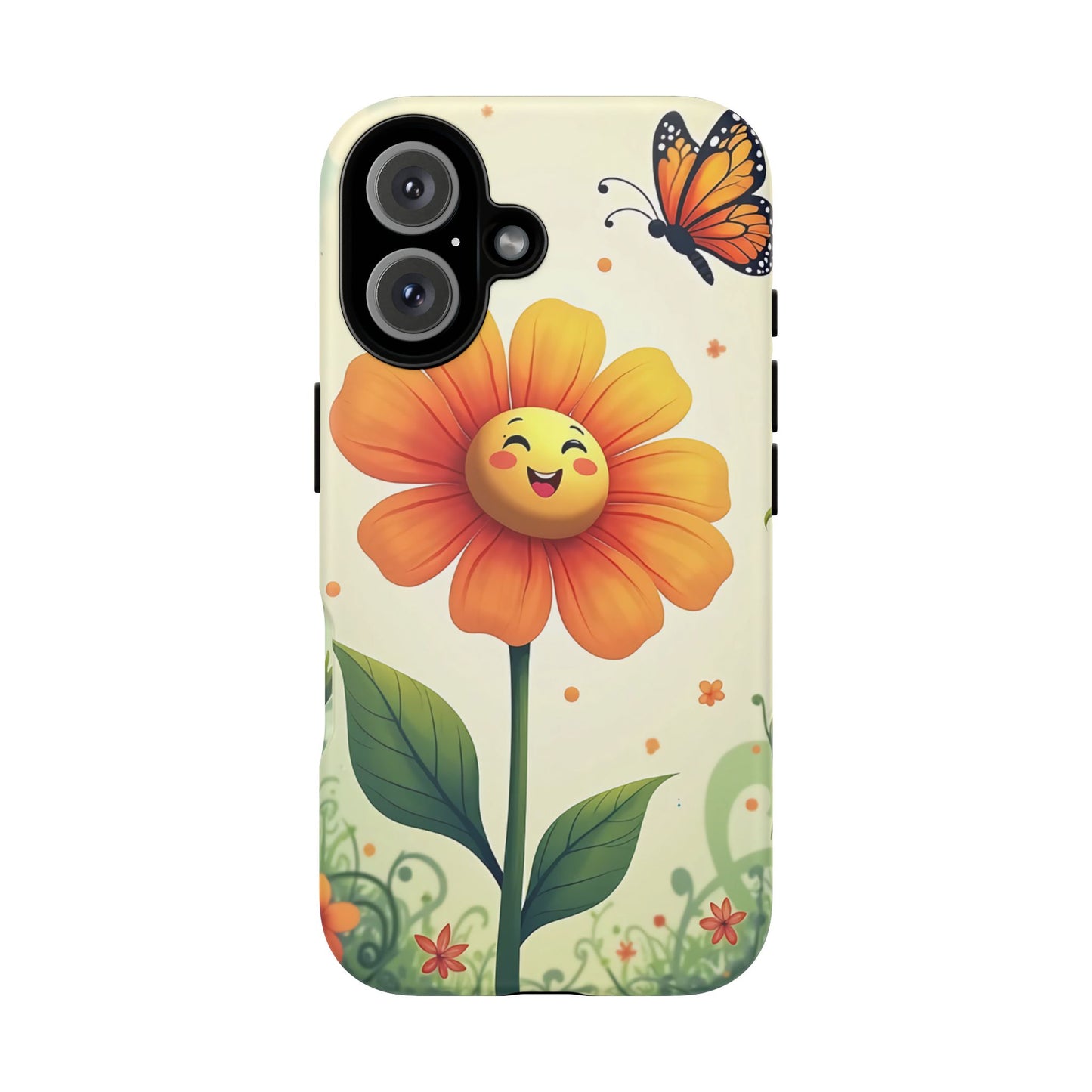 Floral Phone Case with Butterfly Design, Cute Flower Phone Cover for Nature Lovers, Eco-Friendly Gift, Spring Vibes, Birthday Present