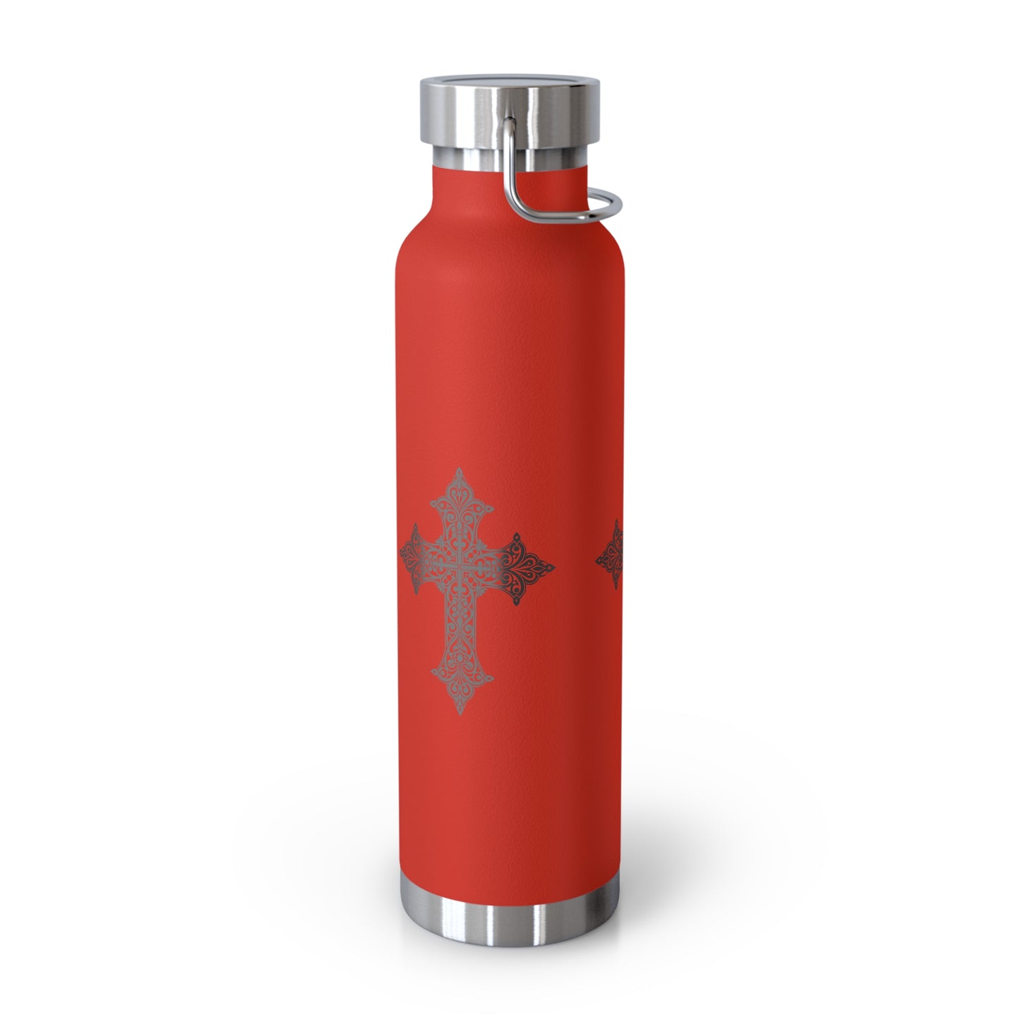 Stylish Copper Insulated Water Bottle - 22oz, Cross Design, Travel Flask, Gift for Him/Her, Unique Outdoor Hydration