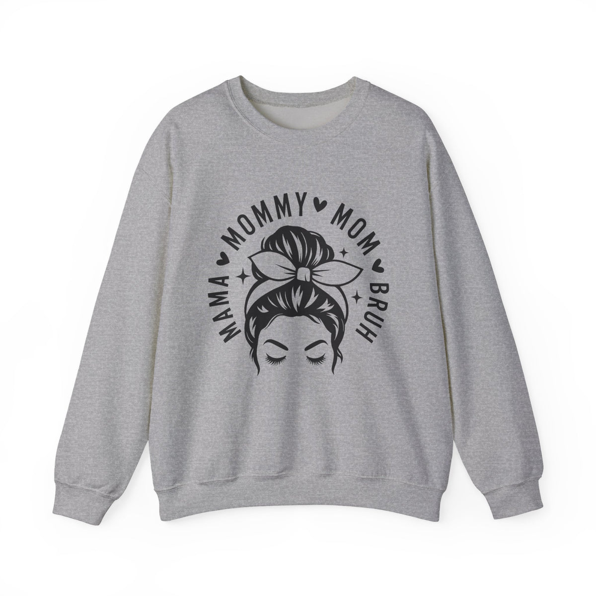 Mommy Mom Momma Crewneck Sweatshirt — Messy Bun Mom Graphic Pullover