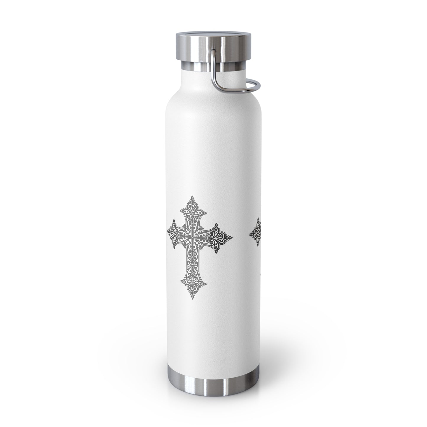 Stylish Copper Insulated Water Bottle - 22oz, Cross Design, Travel Flask, Gift for Him/Her, Unique Outdoor Hydration