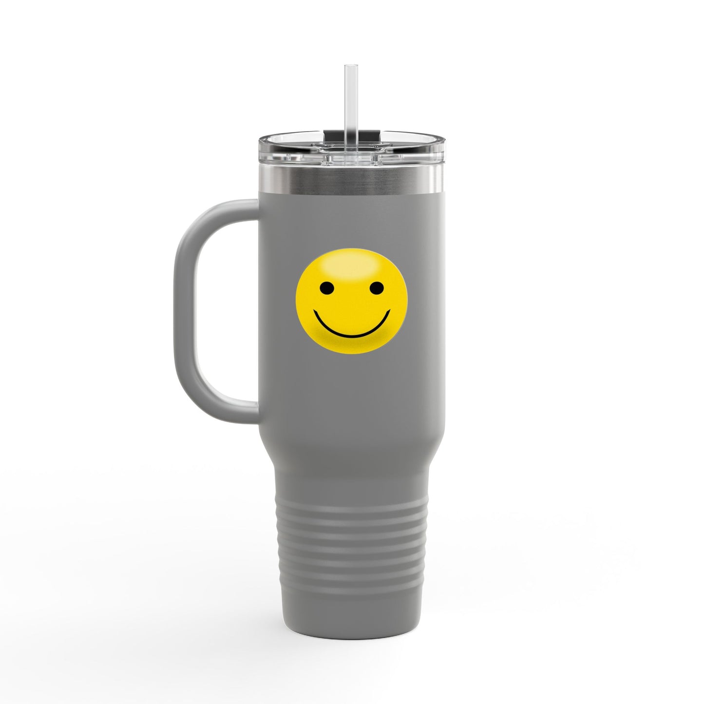 Smiley Face Insulated Travel Mug | 40oz Large Cup for Hot/Cold Beverages | Perfect for Travel & Gifting