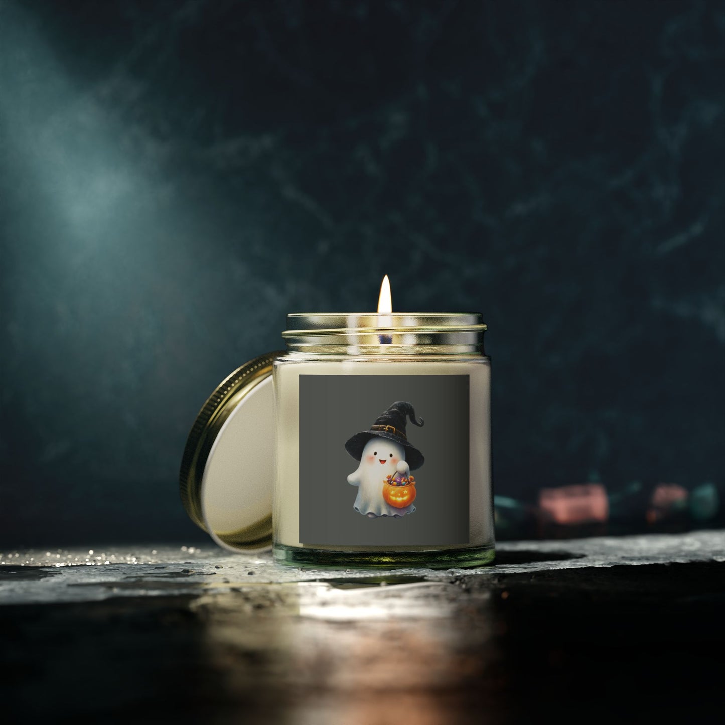 Halloween Scented Candle, Ghost Design, Eco-Friendly Coconut Apricot Wax, 4oz 9oz Pumpkin Spice, Autumn Decor, Gift Idea
