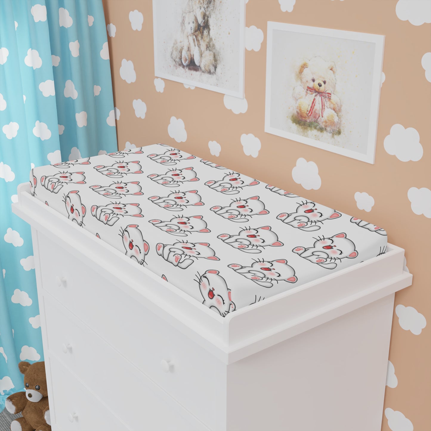 Adorable Baby Changing Pad Cover with Cute Kittens, Nursery Essentials, Baby Shower Gift, Cuddle Time, Infant Bedding