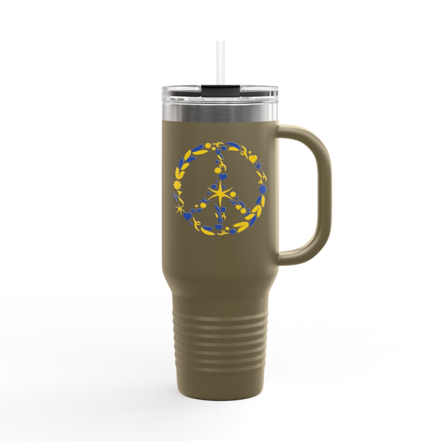 Peaceful Floral Insulated Travel Mug, 40oz | Eco-Friendly Cup for Travel, Outdoor Adventures, Gifts, Coffee Enthusiasts