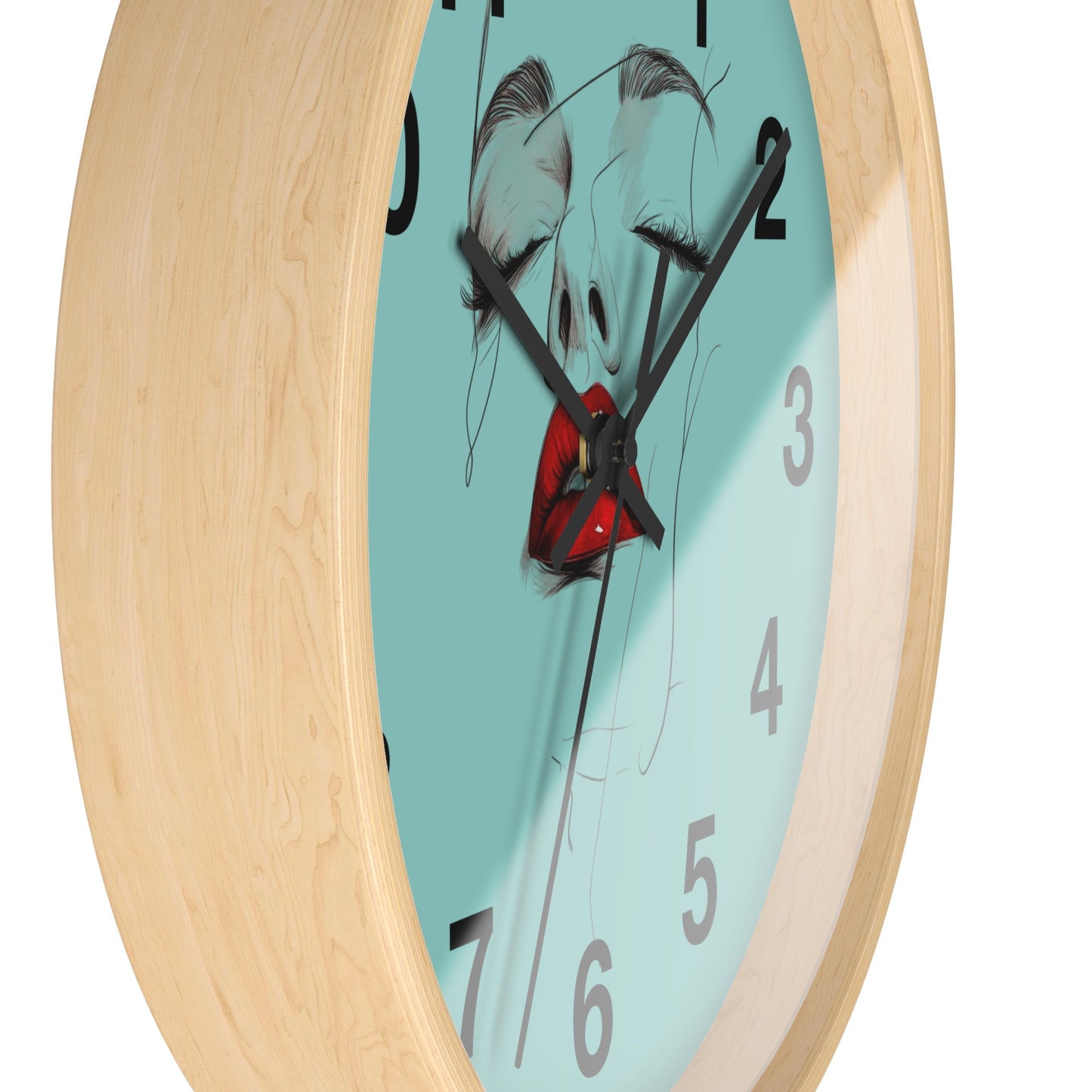 Modern Art Wall Clock - Abstract Lips Design, Home Decor, Gift for Her, Unique Wall Decor, Feminine Artwork, Stylish Timepiece