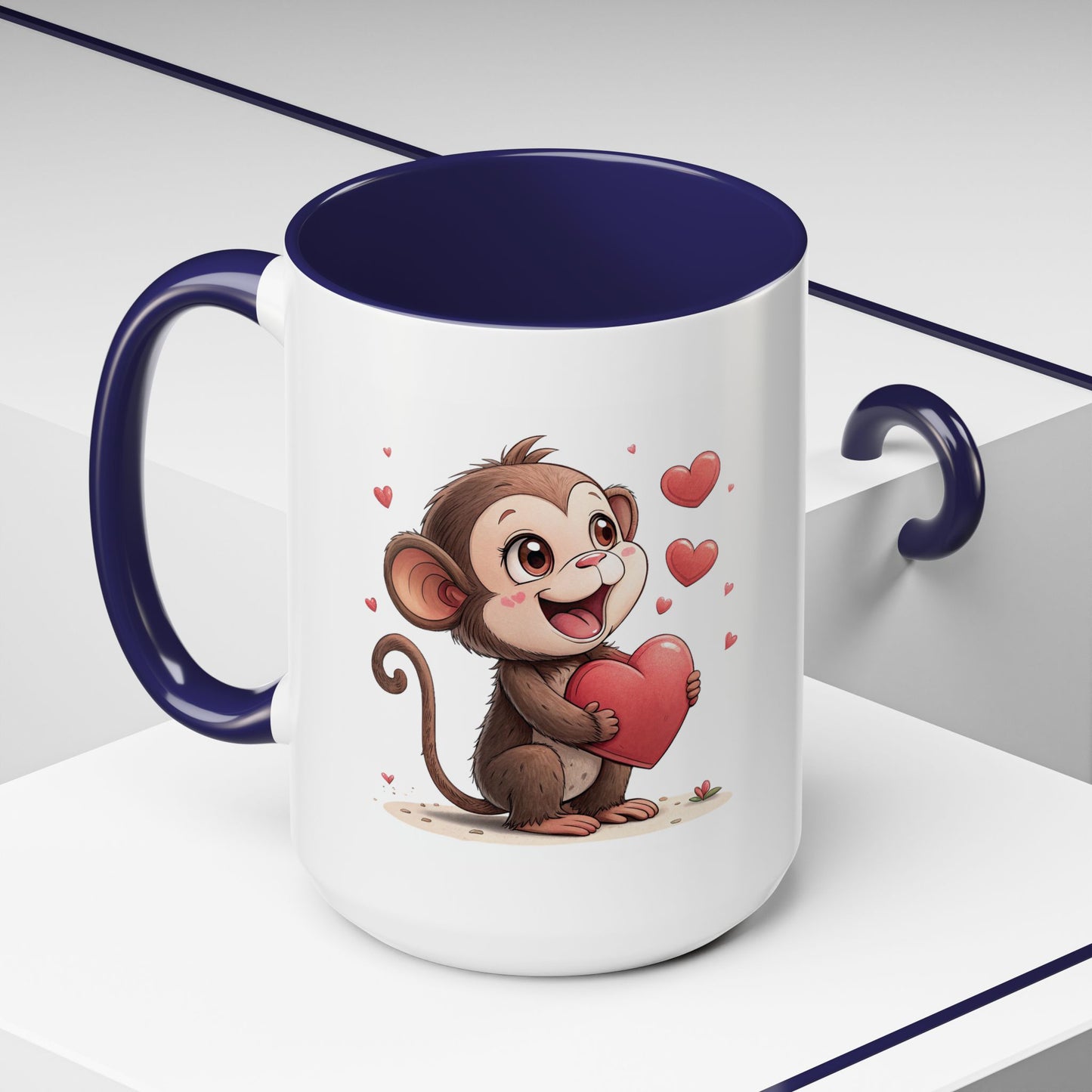 Cute Monkey Love Coffee Mug, Valentine's Gift, Animal Lover's Mug, Heartfelt Coffee Cup, Fun Kitchen Decor
