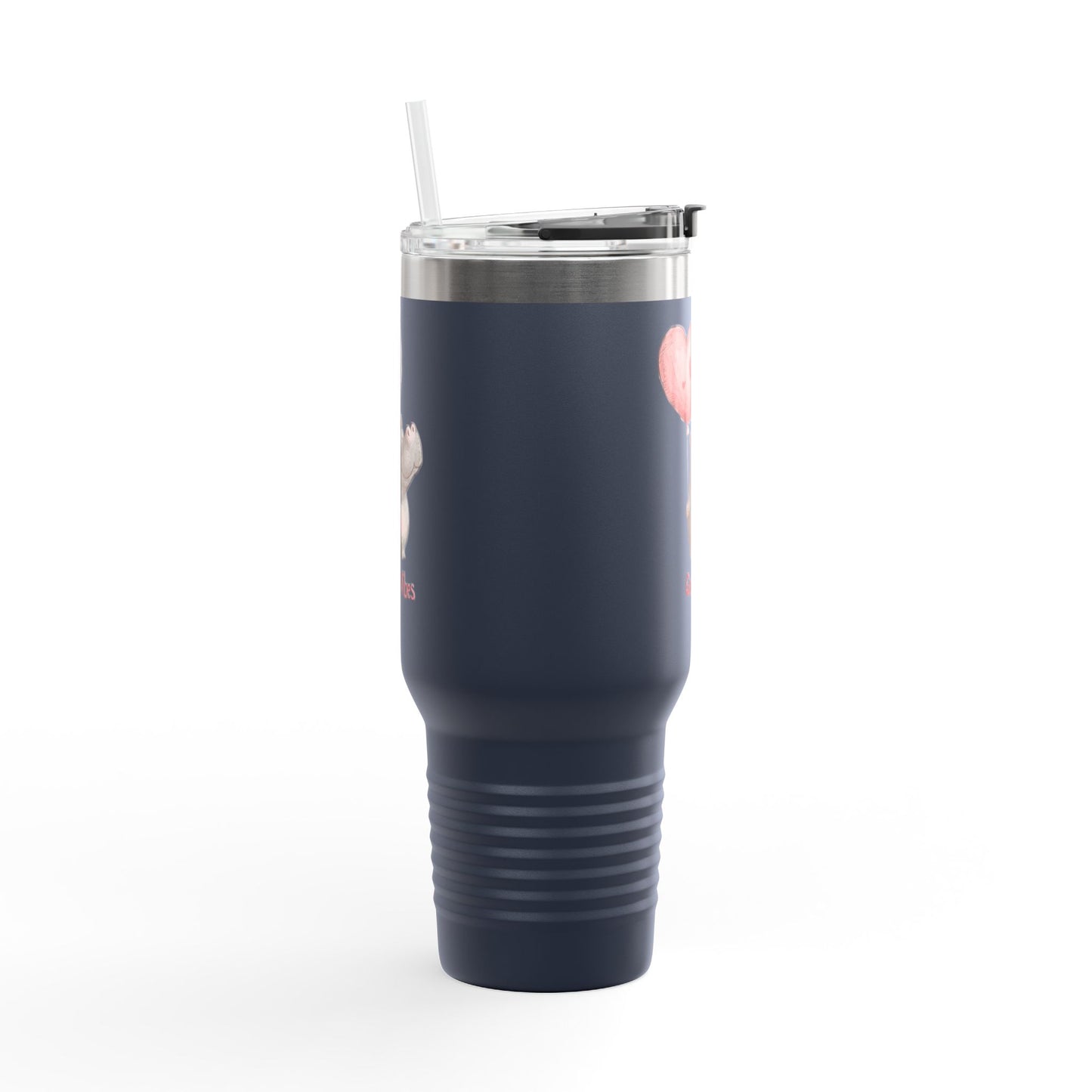 Cute Hippo Good Vibes Insulated Travel Mug | 40oz | Fun Drinkware | Perfect for Travel, Gifts, Picnic, or Daily Use