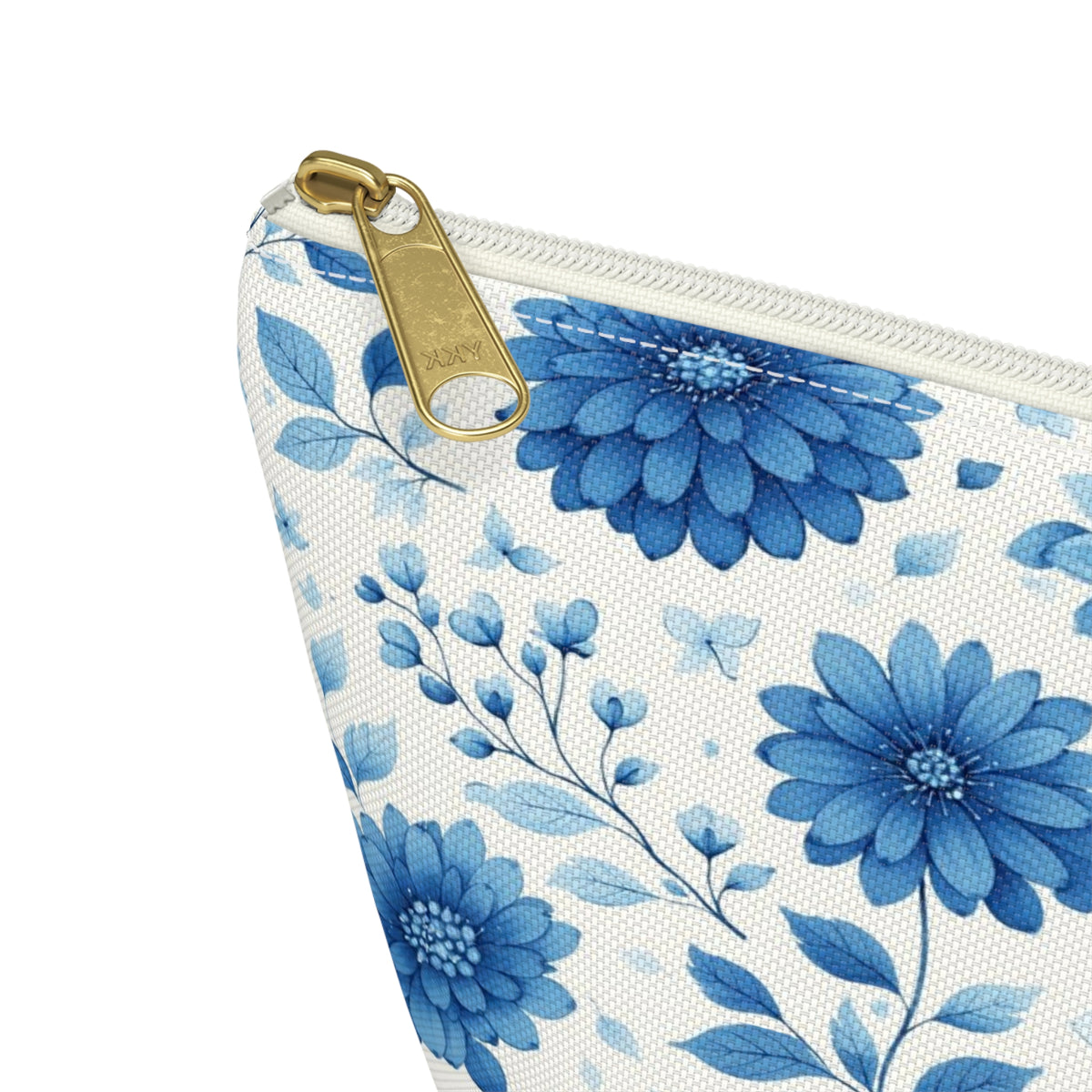 Blue Floral Accessory Pouch — T‑Bottom Makeup & Travel Bag