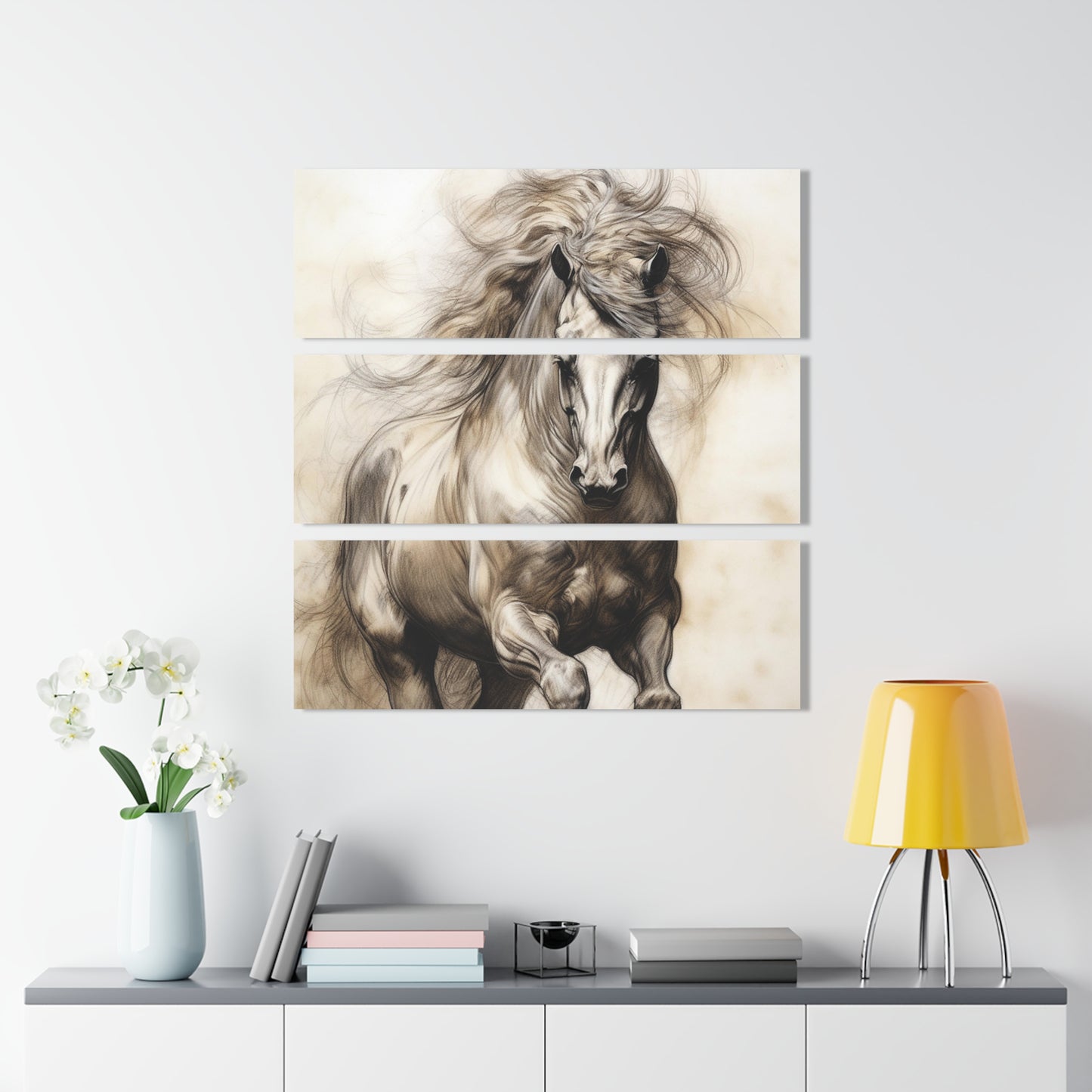 Elegant Horse Acrylic Triptych Prints, Animal Wall Art, Nature Decor, Black and White Prints, Home Office Artwork, Horse Lover Gift