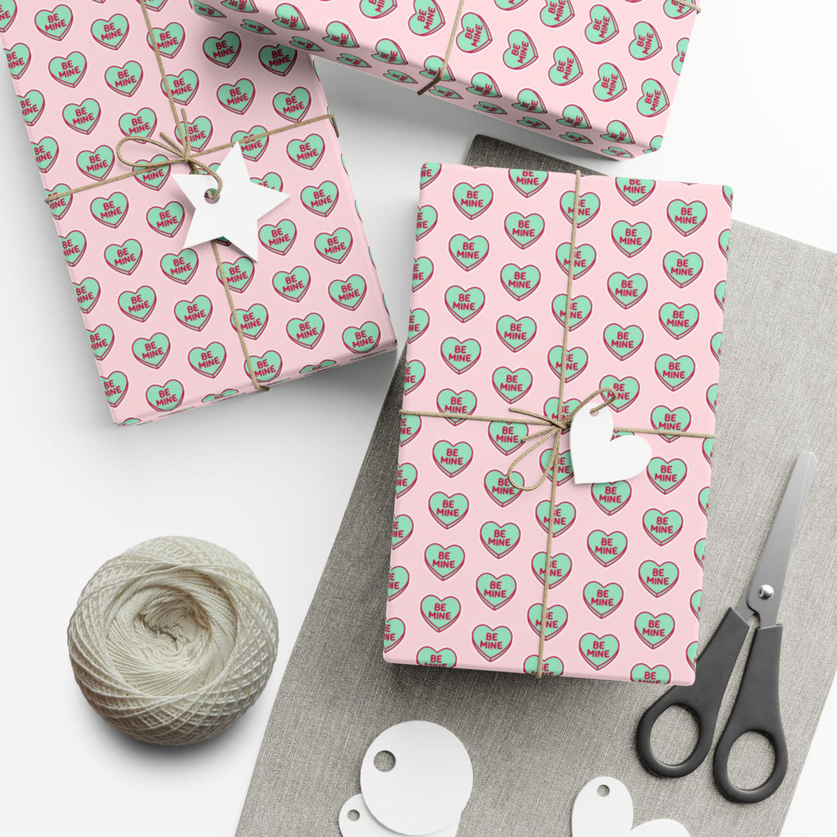 Valentine 'Be Mine' Heart Gift Wrap Paper – Pink Romantic Wrapping Sheets