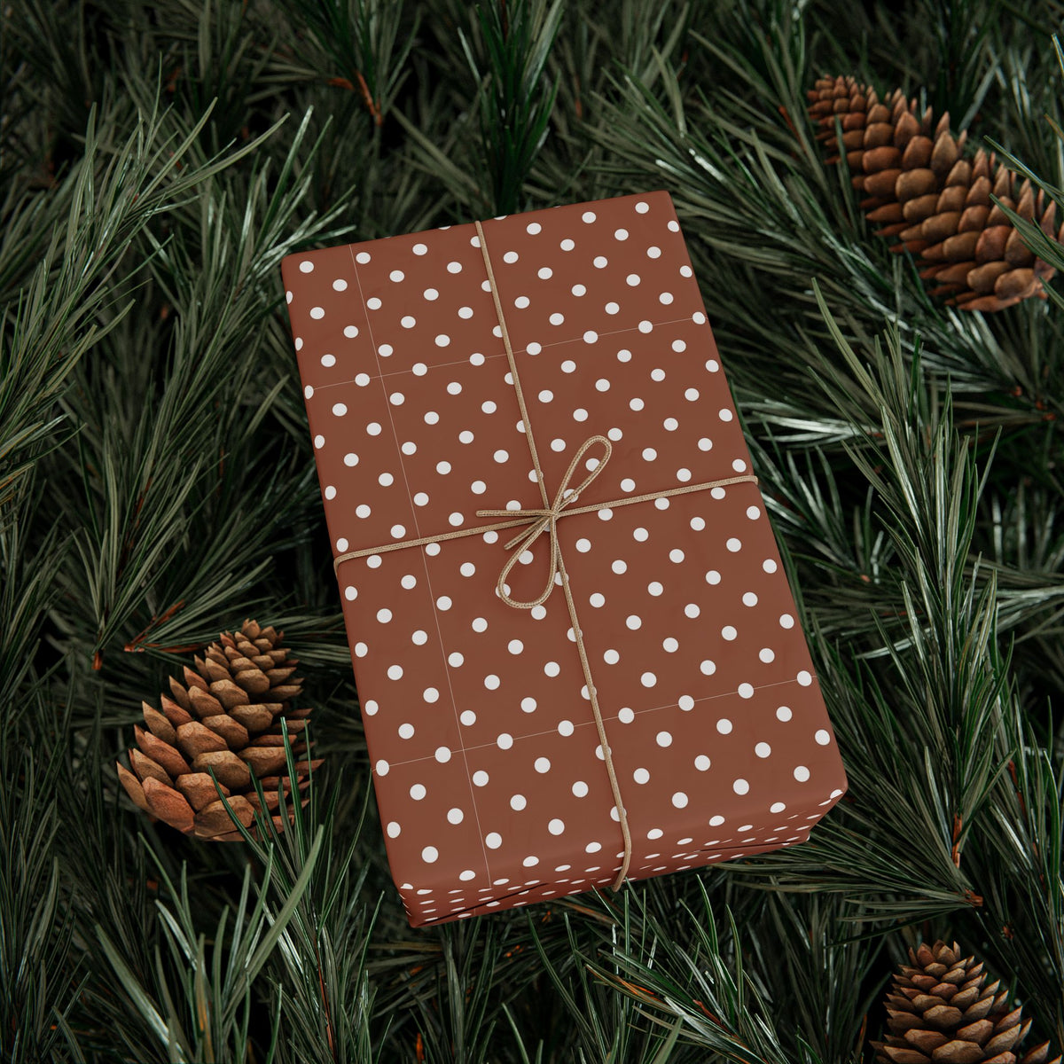 Polka Dot Brown Wrapping Paper Roll — Reversible Holiday & Gift Wrap