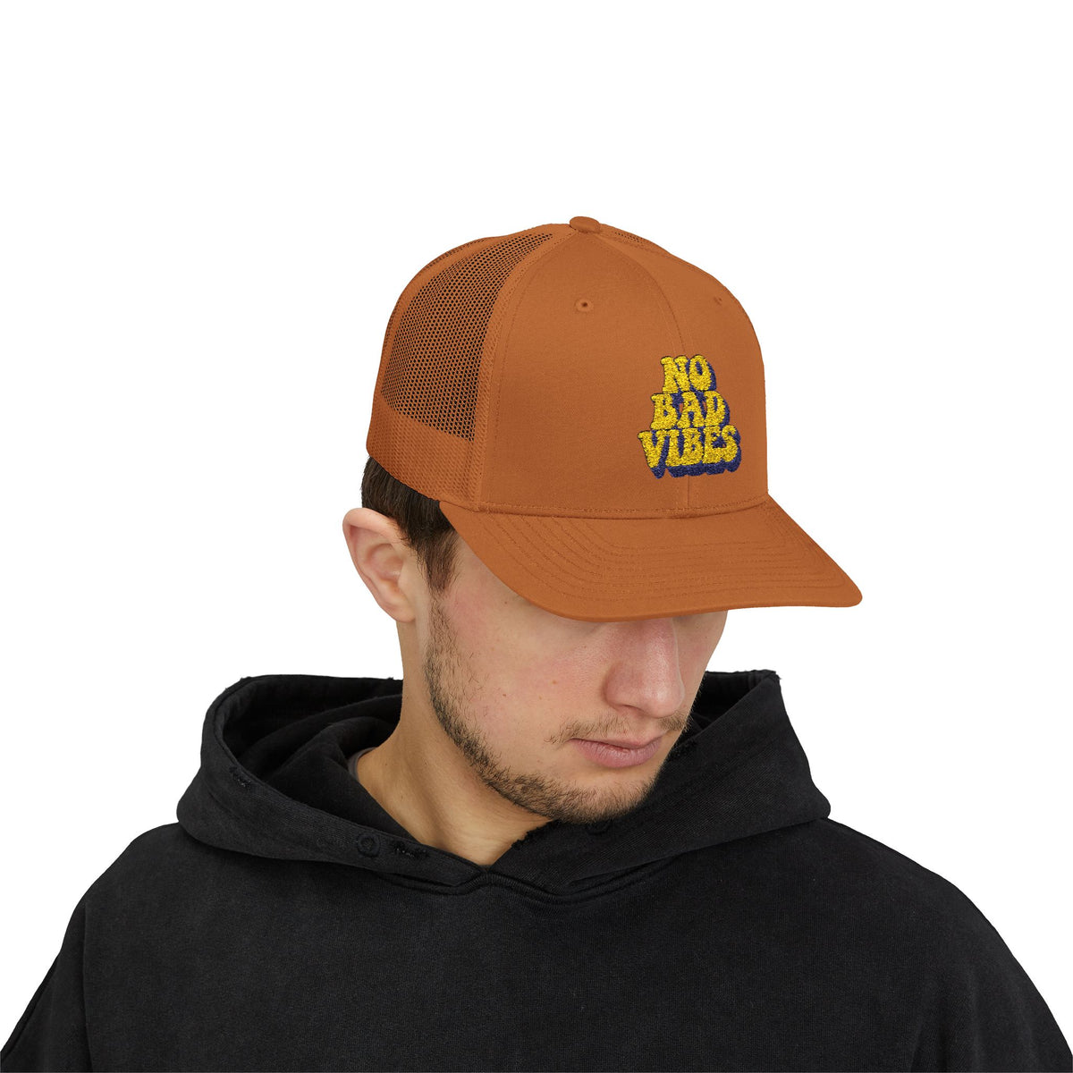 No Bad Vibes Snapback Trucker Cap | Casual Summer Hat, Gift for Her, Trendy Accessory, Outdoor Fun, Festival Wear
