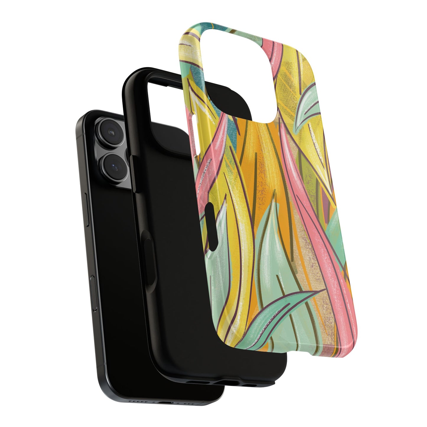 Vibrant Phone Case with Colorful Leaf Design, Tough Cases for Nature Lovers, Eco-Friendly Gift, Summer Vibes, Floral Phone Cover