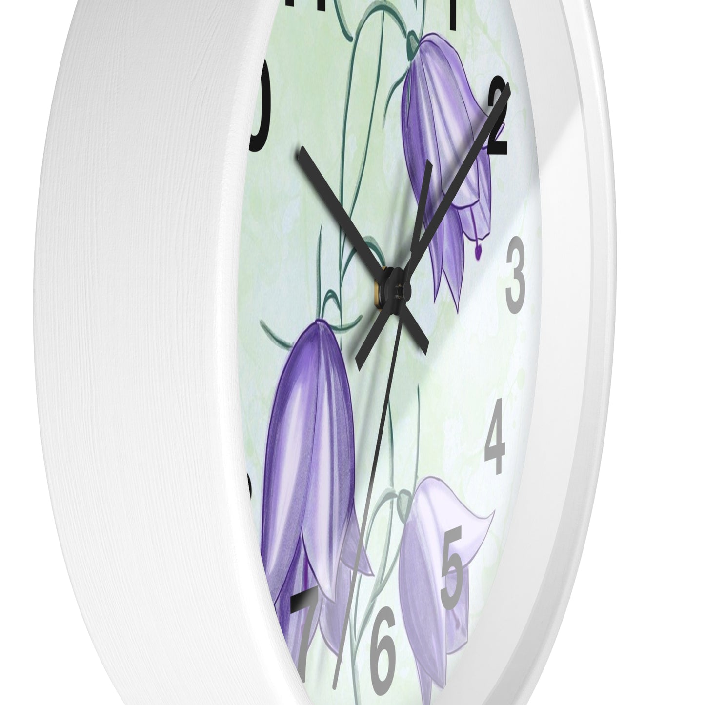 Floral Wall Clock with Purple Blooms, Elegant Home Decor, Timeless Gift, Botanical Wall Art, Perfect for Mother's Day, Spring Decor