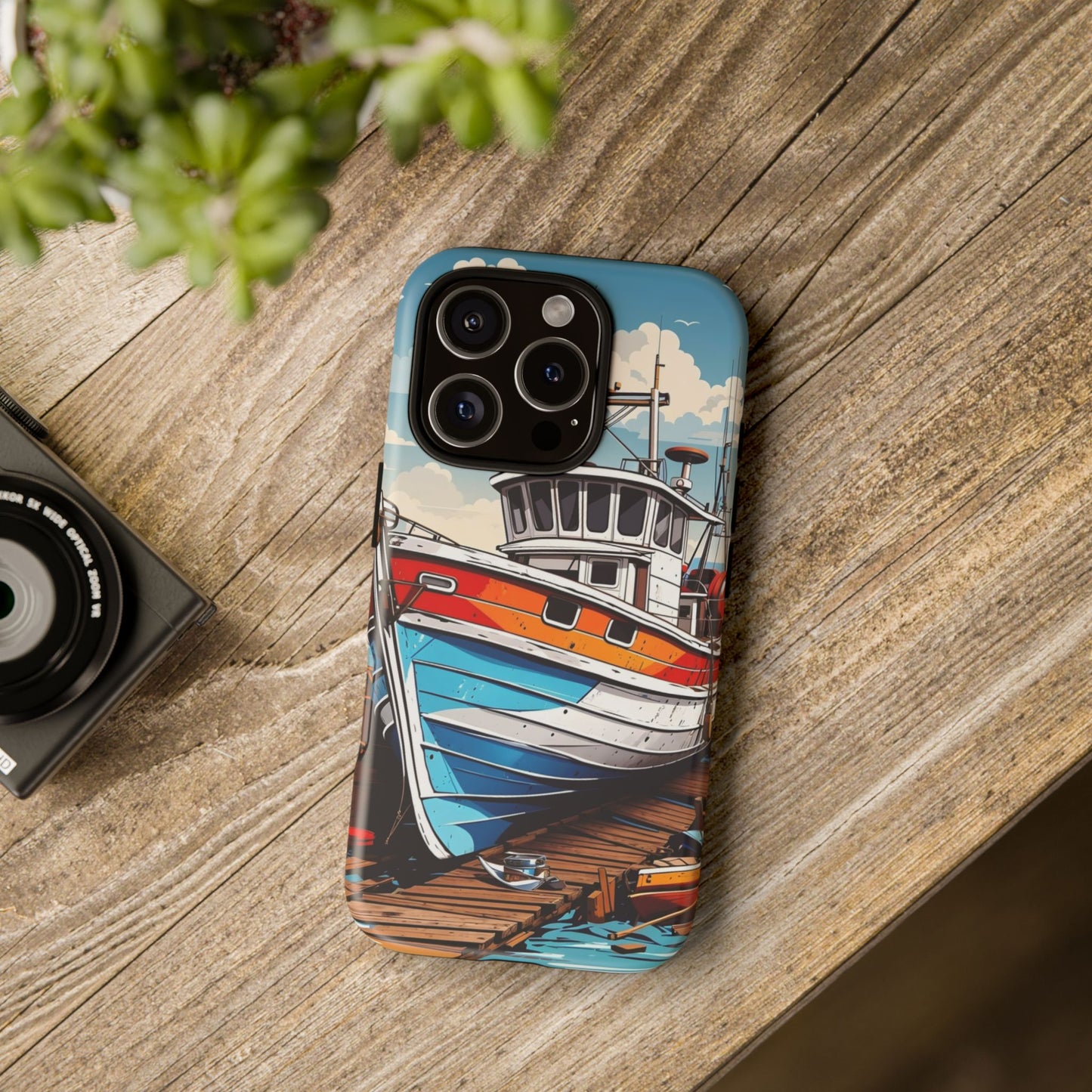 Colorful Fishing Boat Phone Case | Nautical Gift, Marine Design, Coastal Aesthetic, Summer Vibes, Sea Lover's Accessory