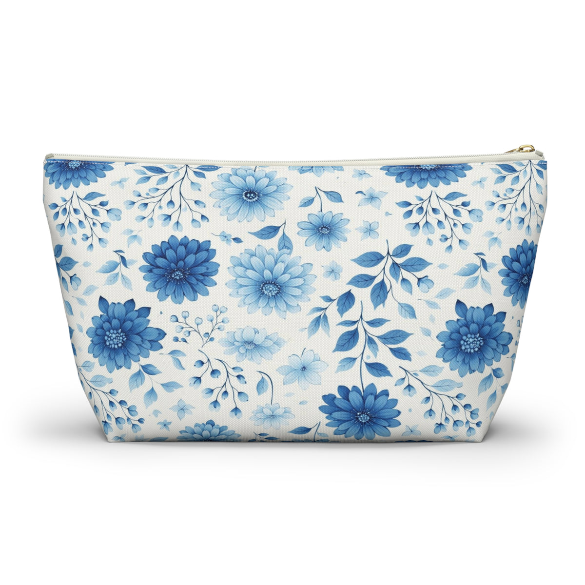 Blue Floral Accessory Pouch — T‑Bottom Makeup & Travel Bag