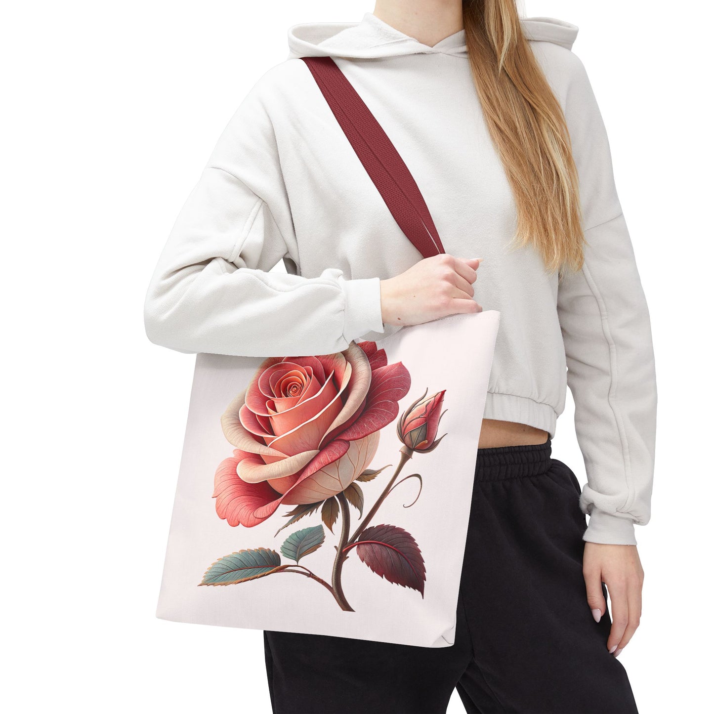 Romantic Floral Tote Bag, Rose Design, Chic Bag, Stylish Carryall, Perfect Gift for Her, Everyday Use, Eco-Friendly