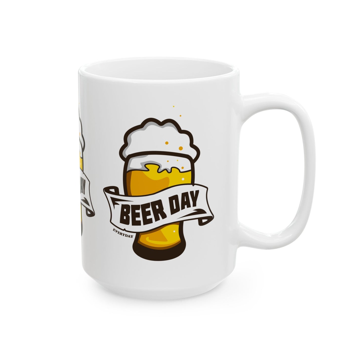 Beer Day Ceramic Mug - Fun Gift for Beer Lovers, Drinking Parties, Home Bar Decor, Father's Day, Birthday, Celebration