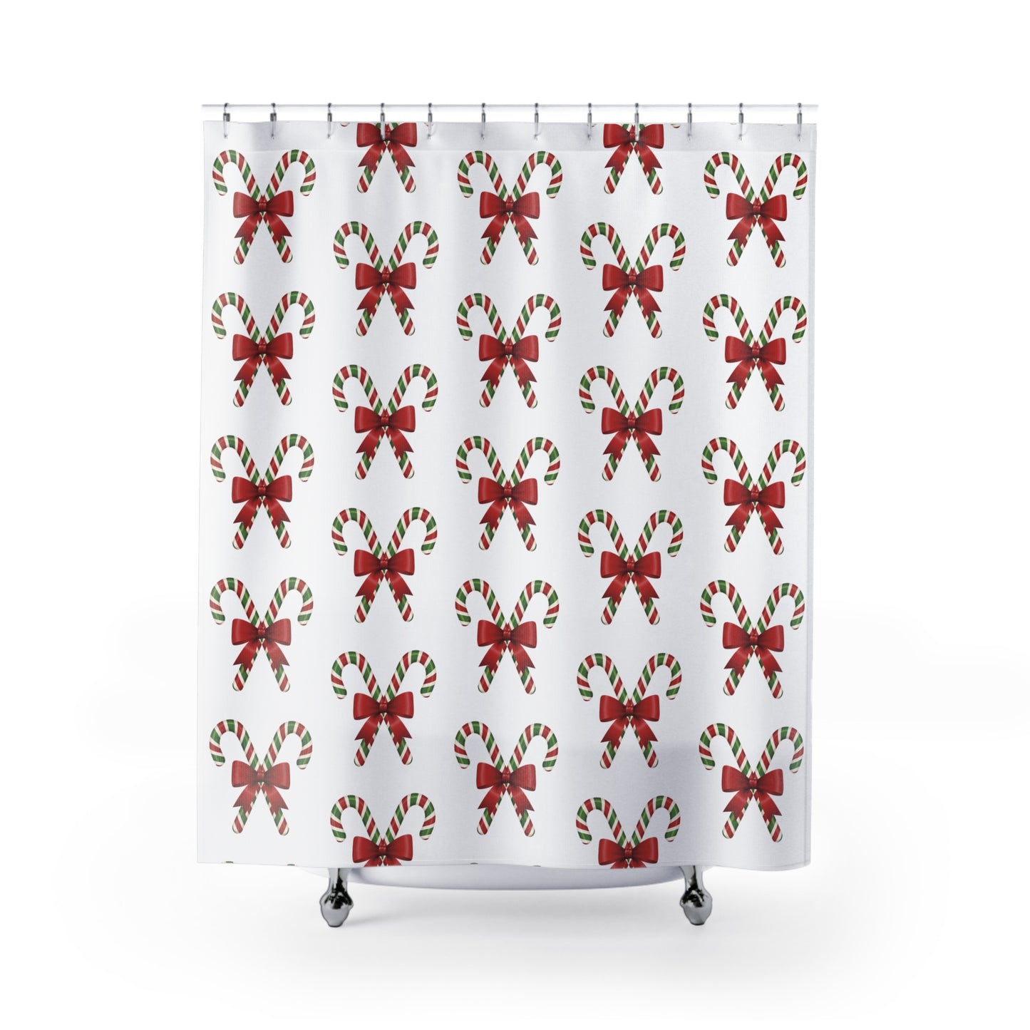 Festive Candy Cane Shower Curtain, Holiday Decor, Bathroom Accessories, Christmas Gift, Winter Decorations, Seasonal Home Style