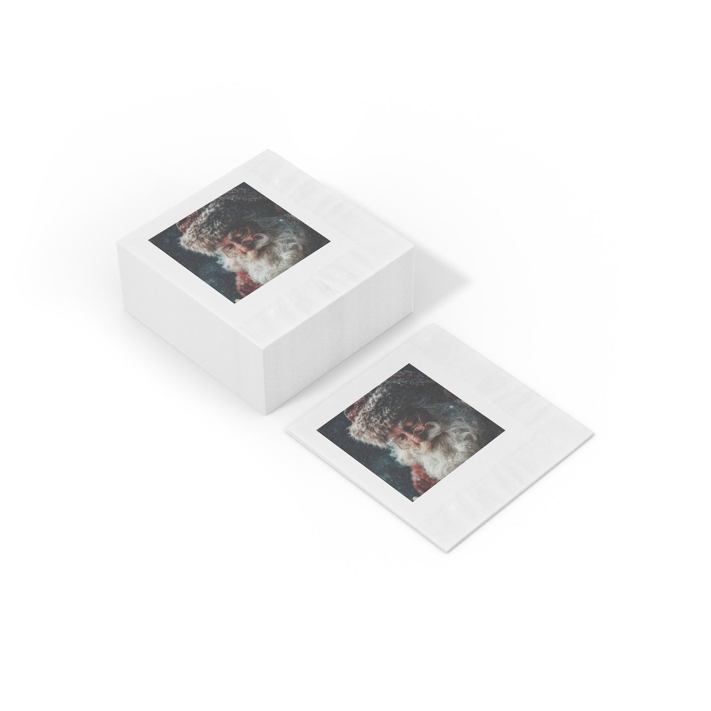 White Coined Napkins- Santa