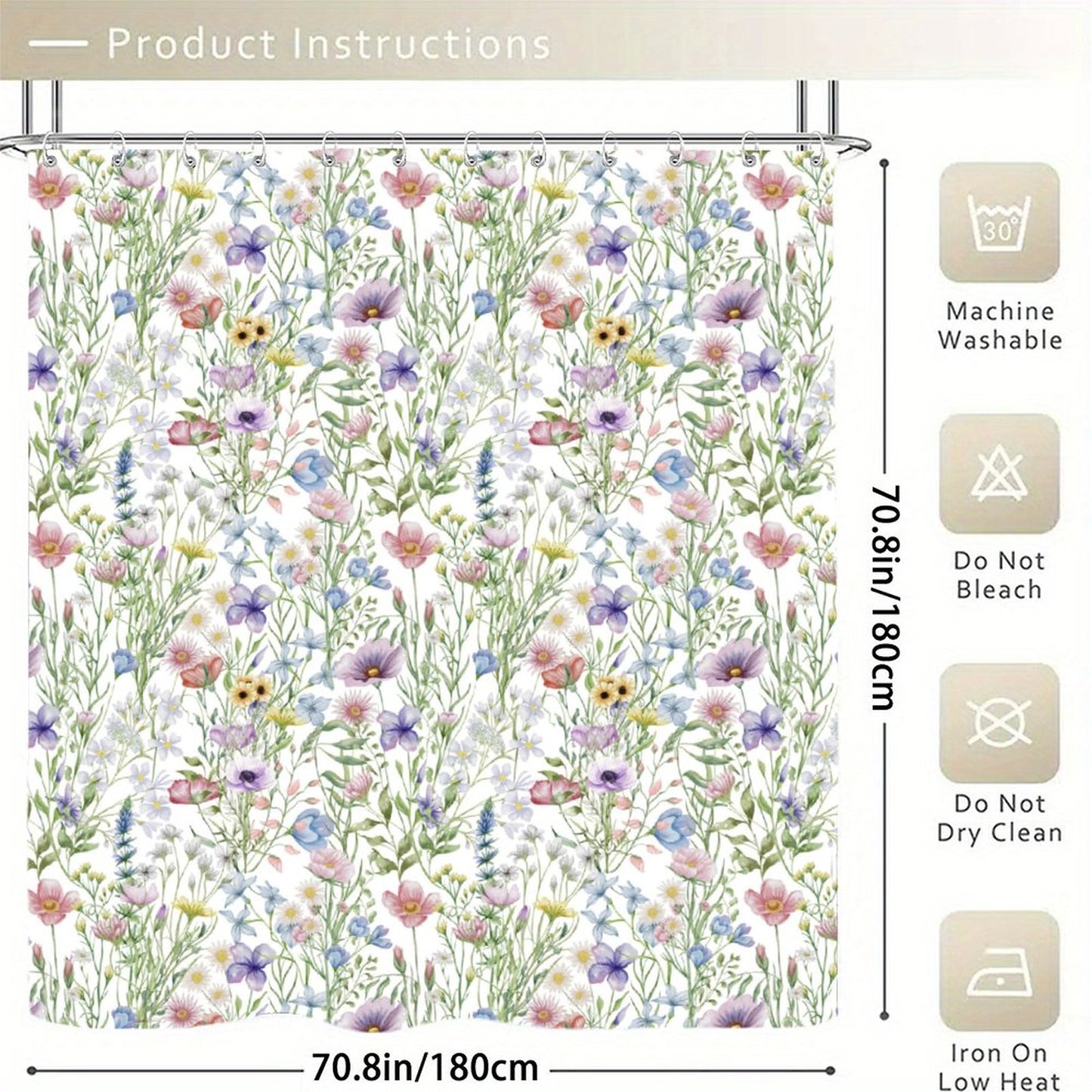 Waterproof Shower Curtain - Floral