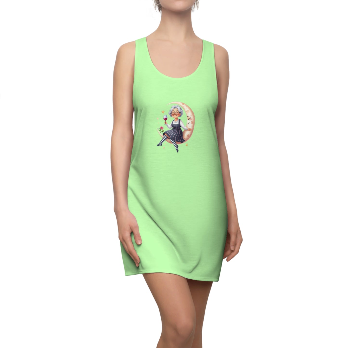 Women's Fun & Flirty Racerback Dress, Cute Summer Attire, Perfect for Parties, Vivid Color, Unique Gift Idea, Celebratory Wear