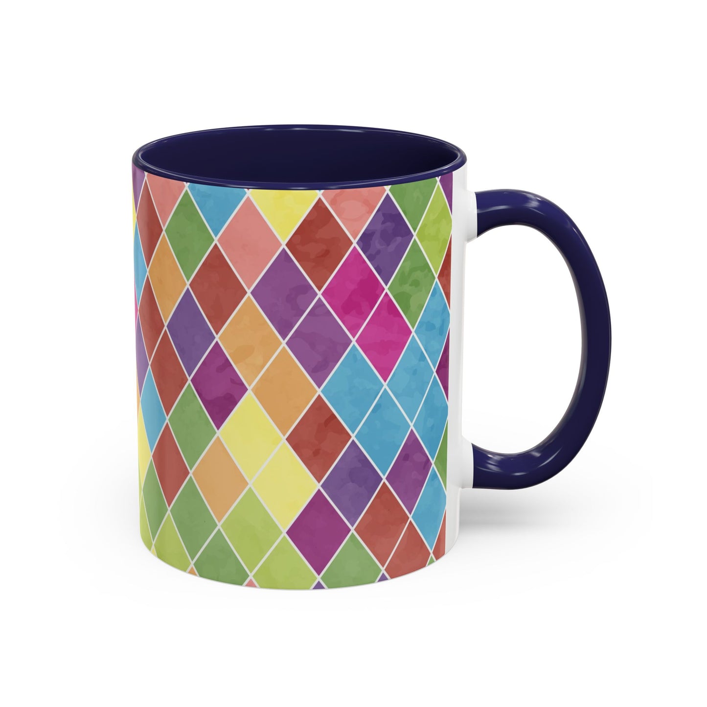 Colorful Diamond Pattern Coffee Mug, Coffee Lover Gift, Bright Kitchen Decor, Artistic Mug, Vibrant Drinkware