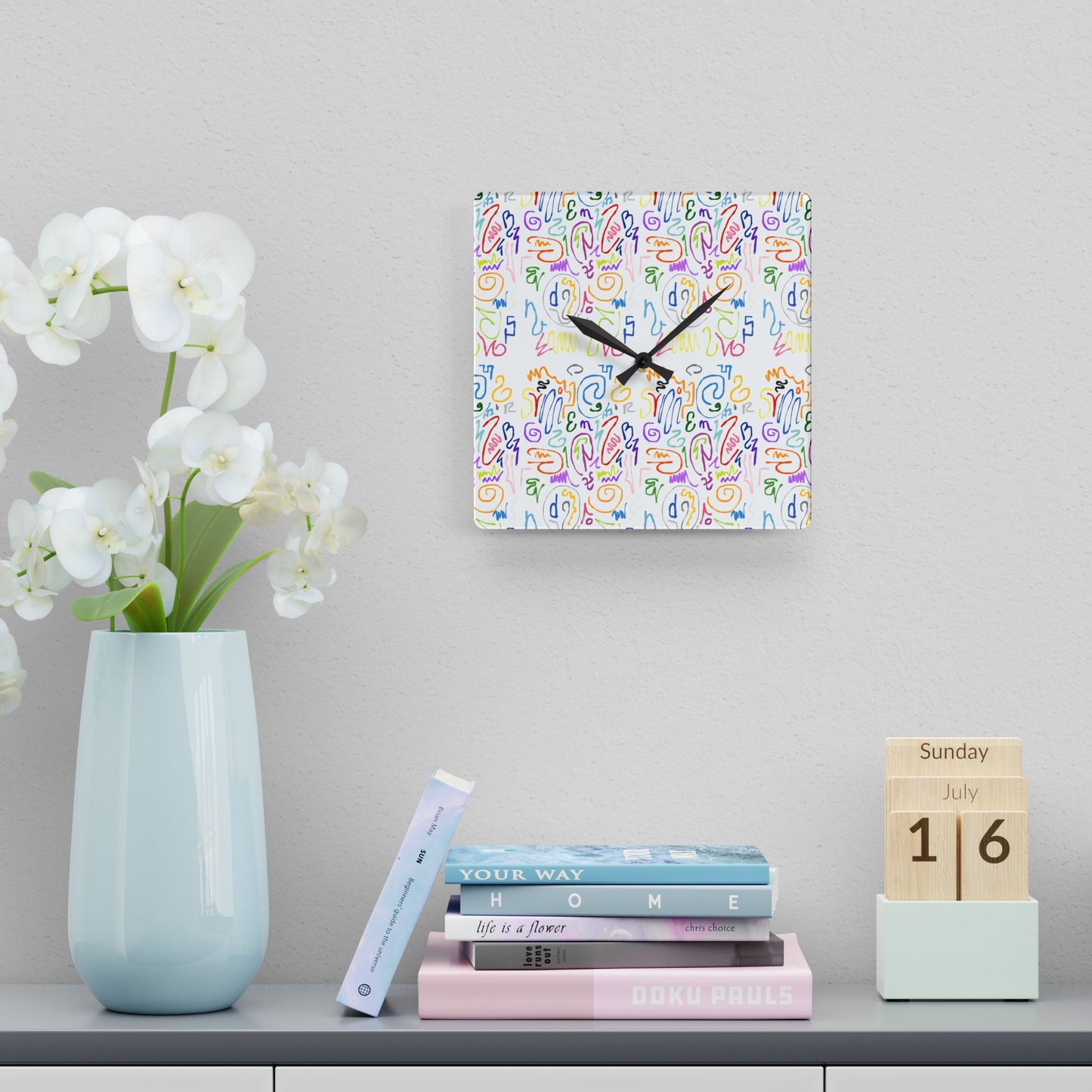 Colorful Abstract Acrylic Wall Clock, Modern Home Décor, Unique Gift, Vibrant Wall Art, Playful Timepiece, Artistic Clock