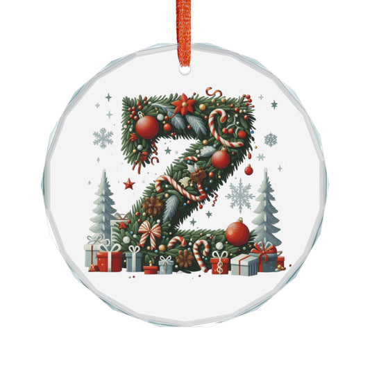Heart Crystal Ornament — Festive Christmas Letter "Z" Holiday Tree Decoration
