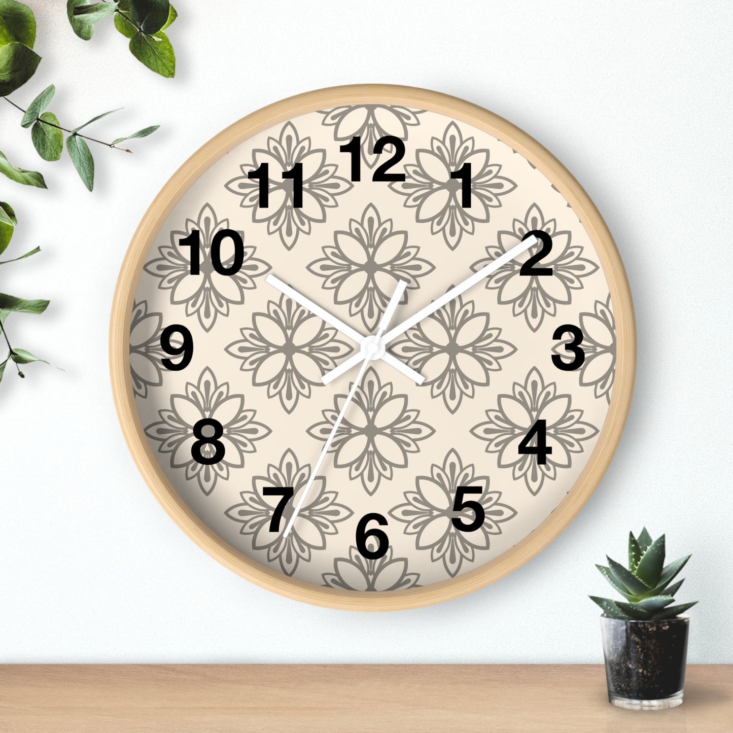 Elegant Floral Wall Clock - Home Decor, Modern Timepiece, Gift for Her, Office Decor, Living Room Accent