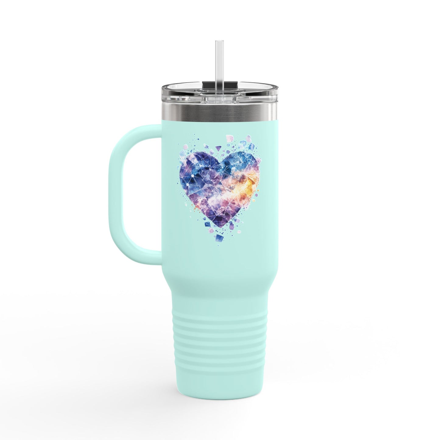 Colorful Heart Insulated Travel Mug | 40oz | Great for Coffee, Tea, Outdoors, Gifts, Love