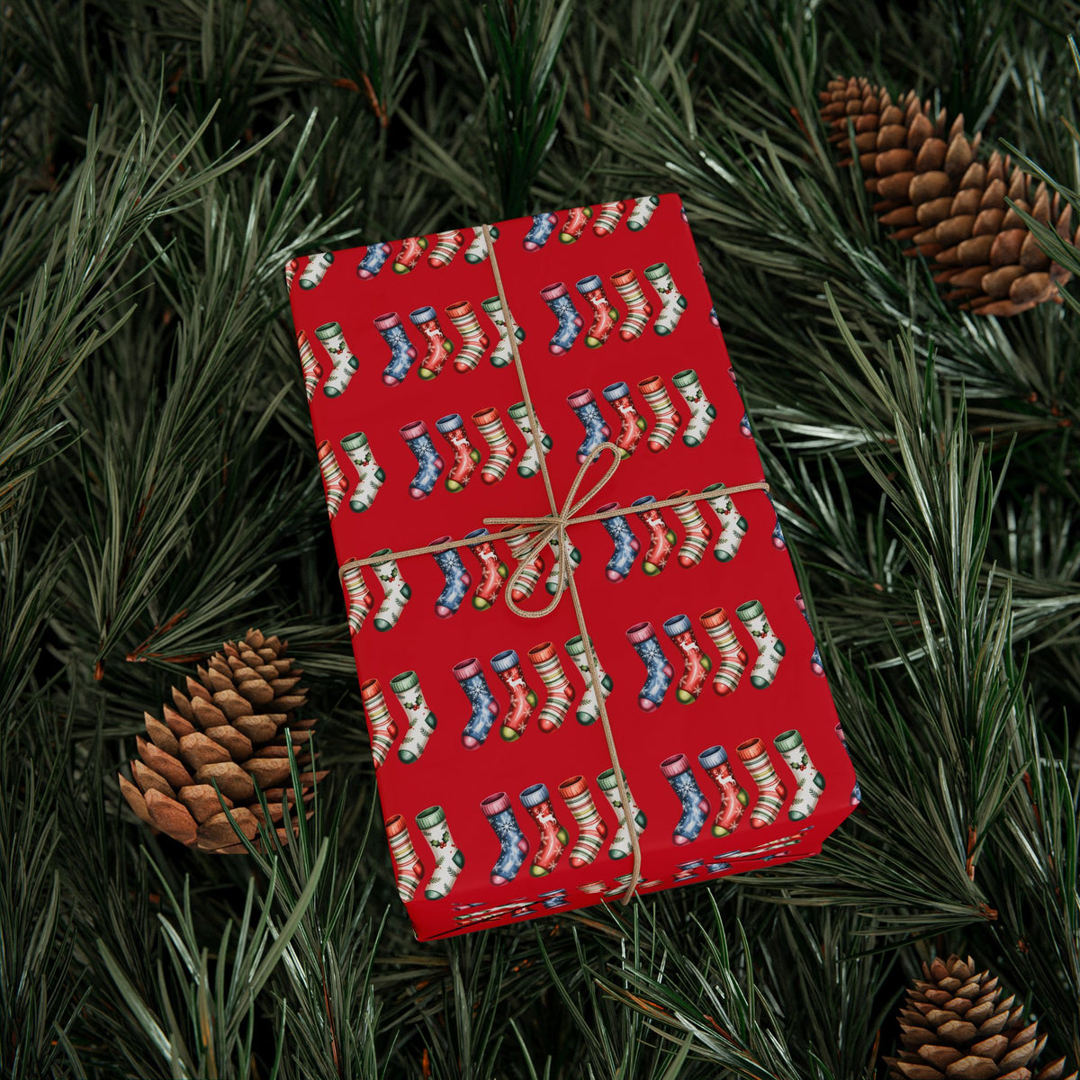 Holiday Candy Cane Wrapping Paper Roll — Red Patterned Gift Wrap
