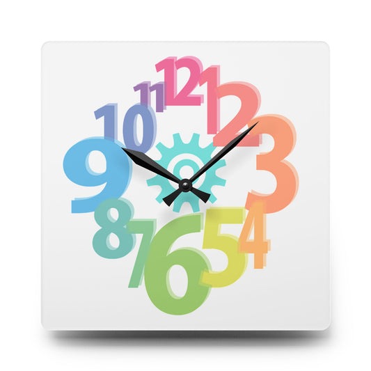 Colorful Gear-Inspired Acrylic Wall Clock, Modern Home Decor, Unique Gift, Playful Wall Art, Fun Timepiece for Kids' Rooms, Nursery Decor