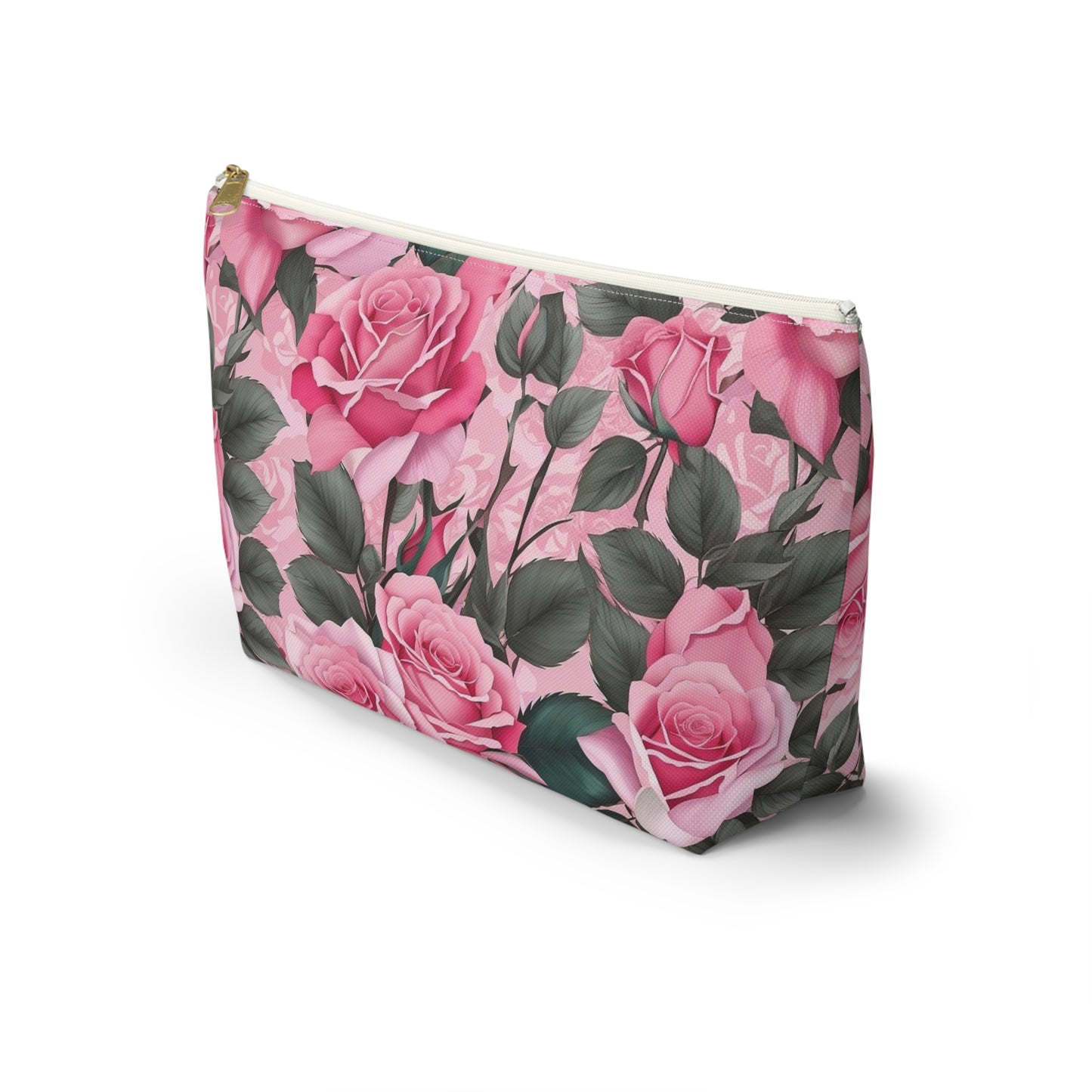 Floral Accessory Pouch - Stylish Makeup Bag, Organizer, Travel Toiletry Case, Gift for Her, Rose Flower Design