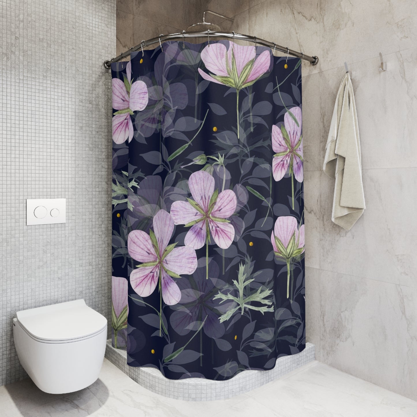 Botanical Floral Shower Curtain, Custom Bathroom Decor, Elegant Floral Design, Home & Living Gift, Spring Decor