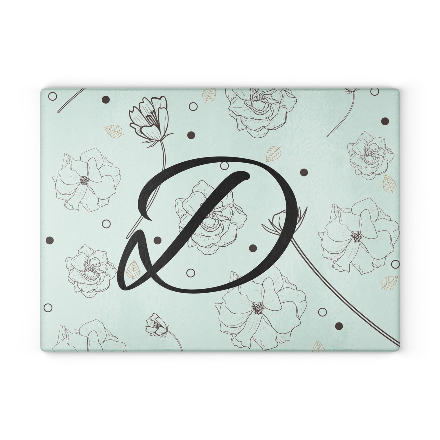 Personalized Floral Glass Cutting Board, Custom Kitchen Decor, Monogrammed Gift, Wedding Gift, Cooking Accessories, Housewarming