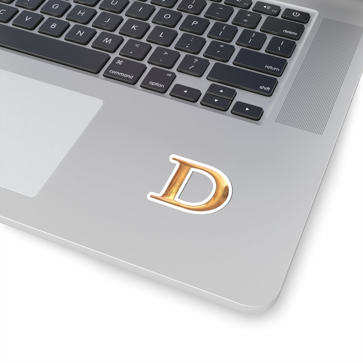 Stylish Gold Letter 'D' Kiss-Cut Sticker, Personalized Decal, Laptop Sticker, Custom Monogram, Perfect for Gifts