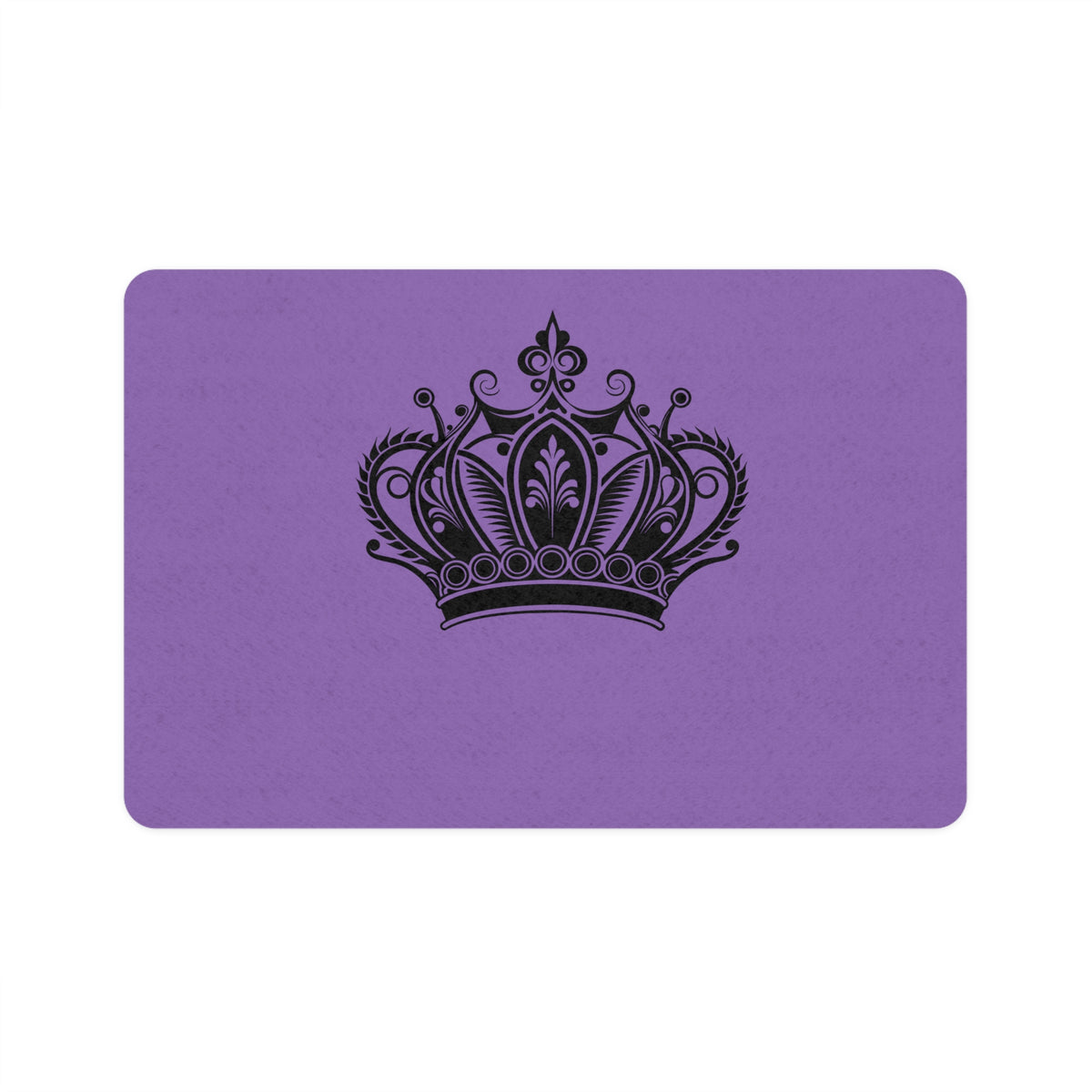 Royal Crown Pet Food Mat (12x18) — Non-Slip Purple & Black Feeding Mat for Cats & Dogs