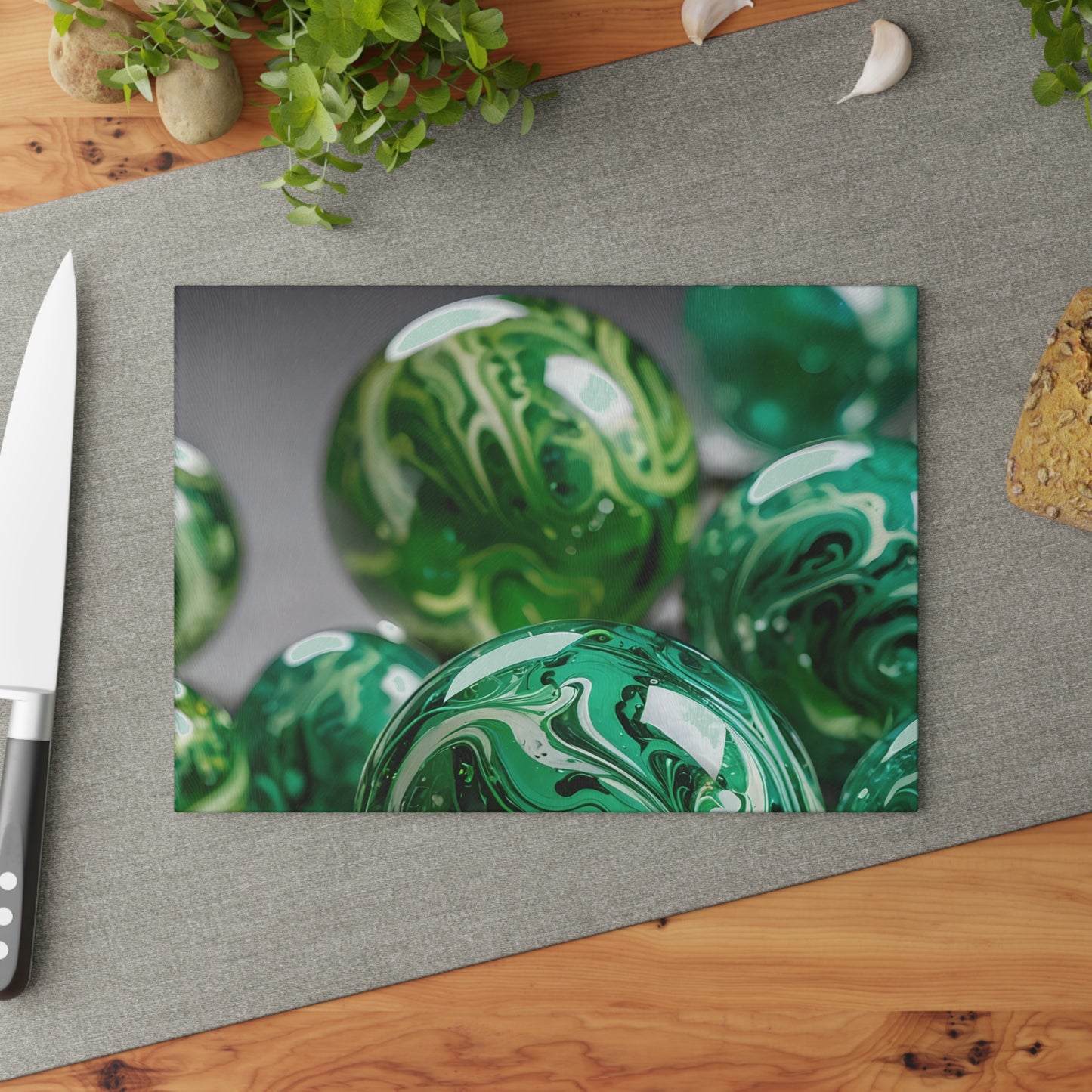 Artistic Glass Cutting Board with Marble Effect, Home Decor, Kitchen Gif
