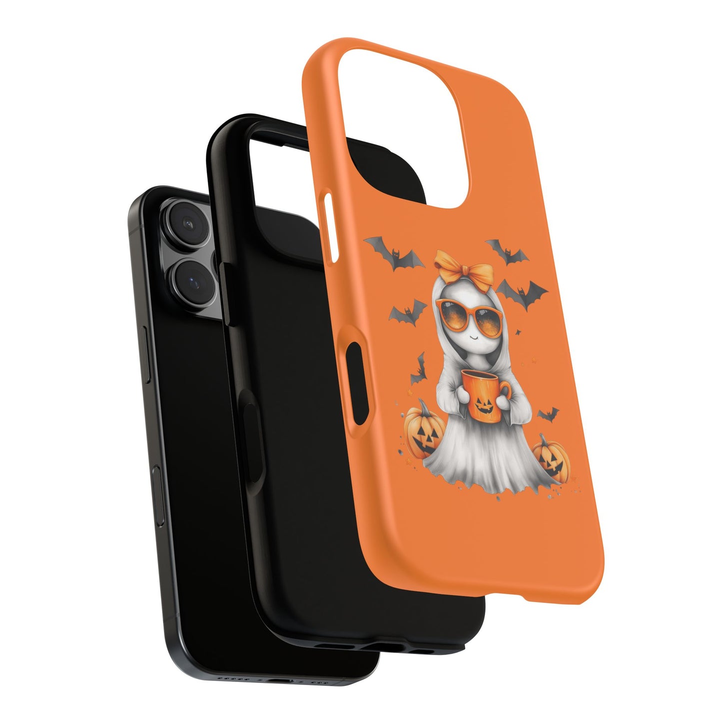 Halloween Ghost Phone Case, Cute Cat Ghost Case, Autumn Phone Cover, Spooky Season Gift, Trick or Treat Case