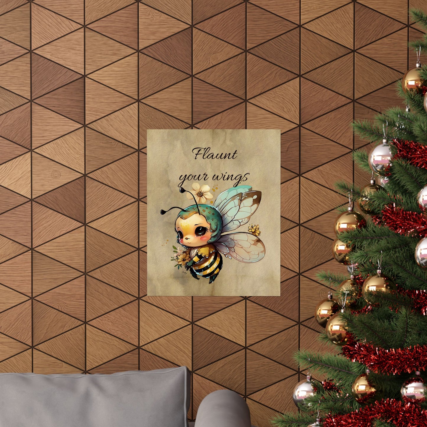 Whimsical Bee Poster Art - Flaunt Your Wings, Cute Bee Decor, Nursery Wall Art, Gift for Kids, Insect Lover's Gift
