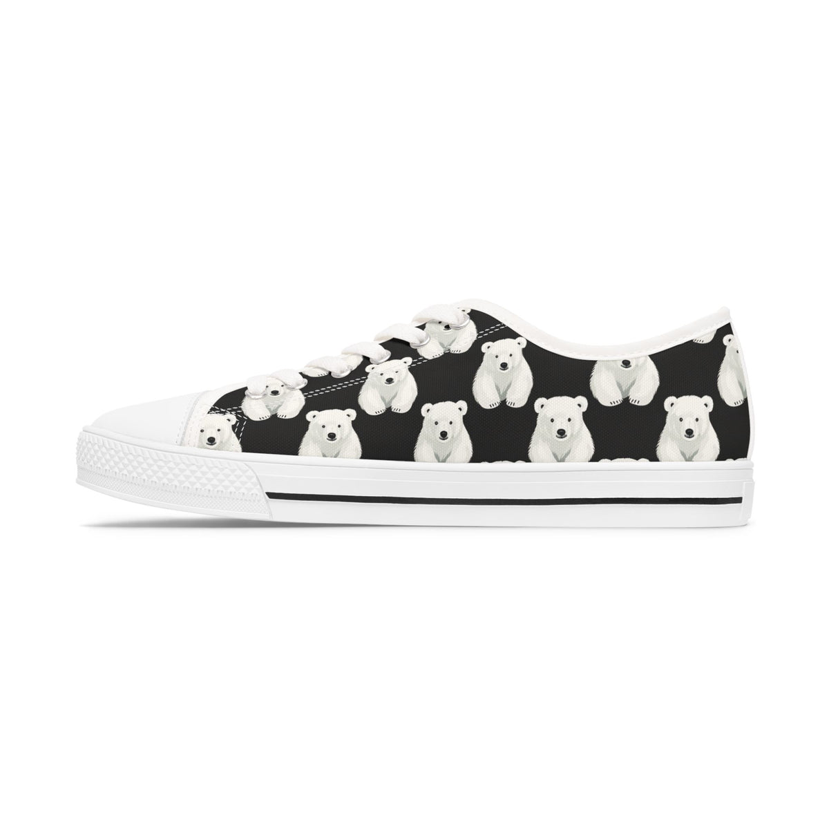 Polar Bear Pattern Low Top Sneakers — Cute Women's Canvas Shoes