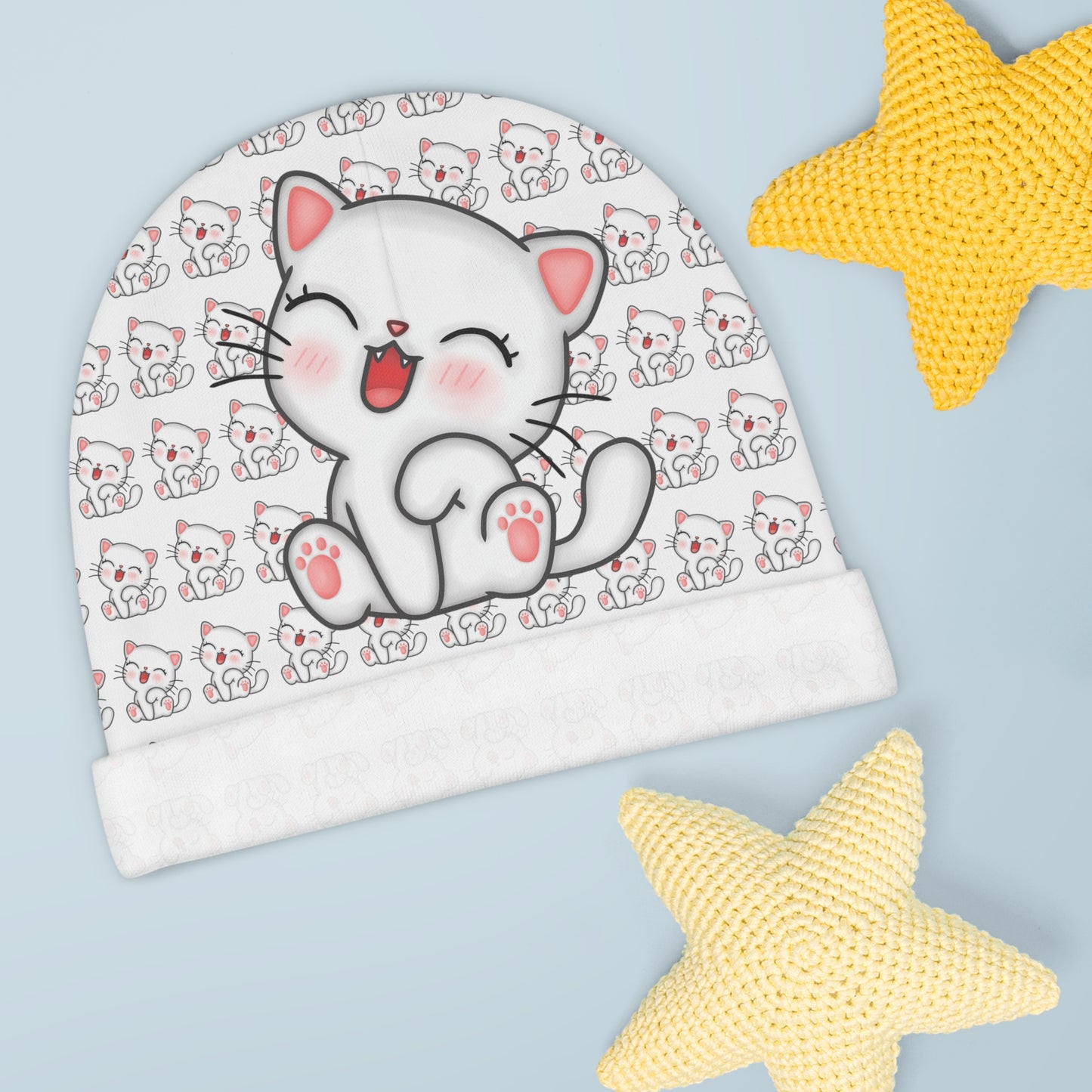 Cute Cat Baby Beanie, Infant Beanie, Newborn Hat, Pet Lover Gift, Baby Shower Favor, Seasonal Accessory