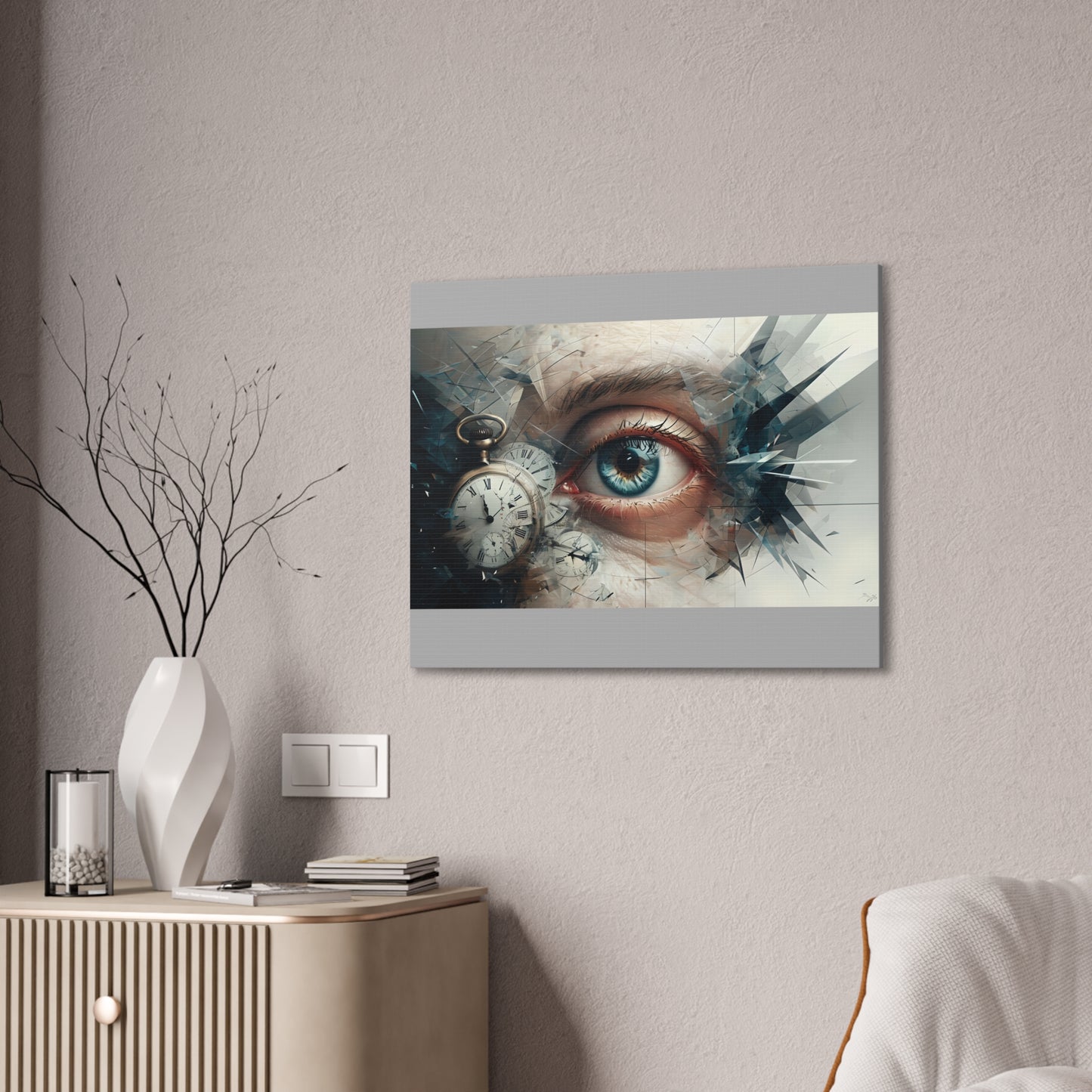 Surreal Canvas Wall Art, Eye with Vintage Clock