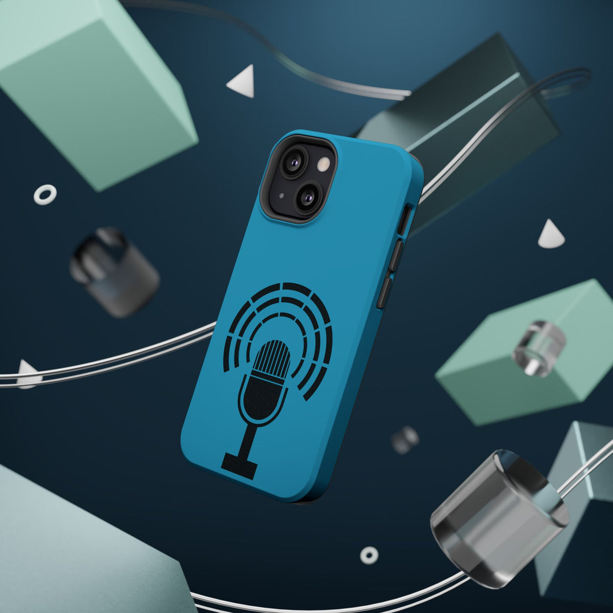 Phone Case — Retro Microphone Podcast Design, Magnetic Impact-Resistant