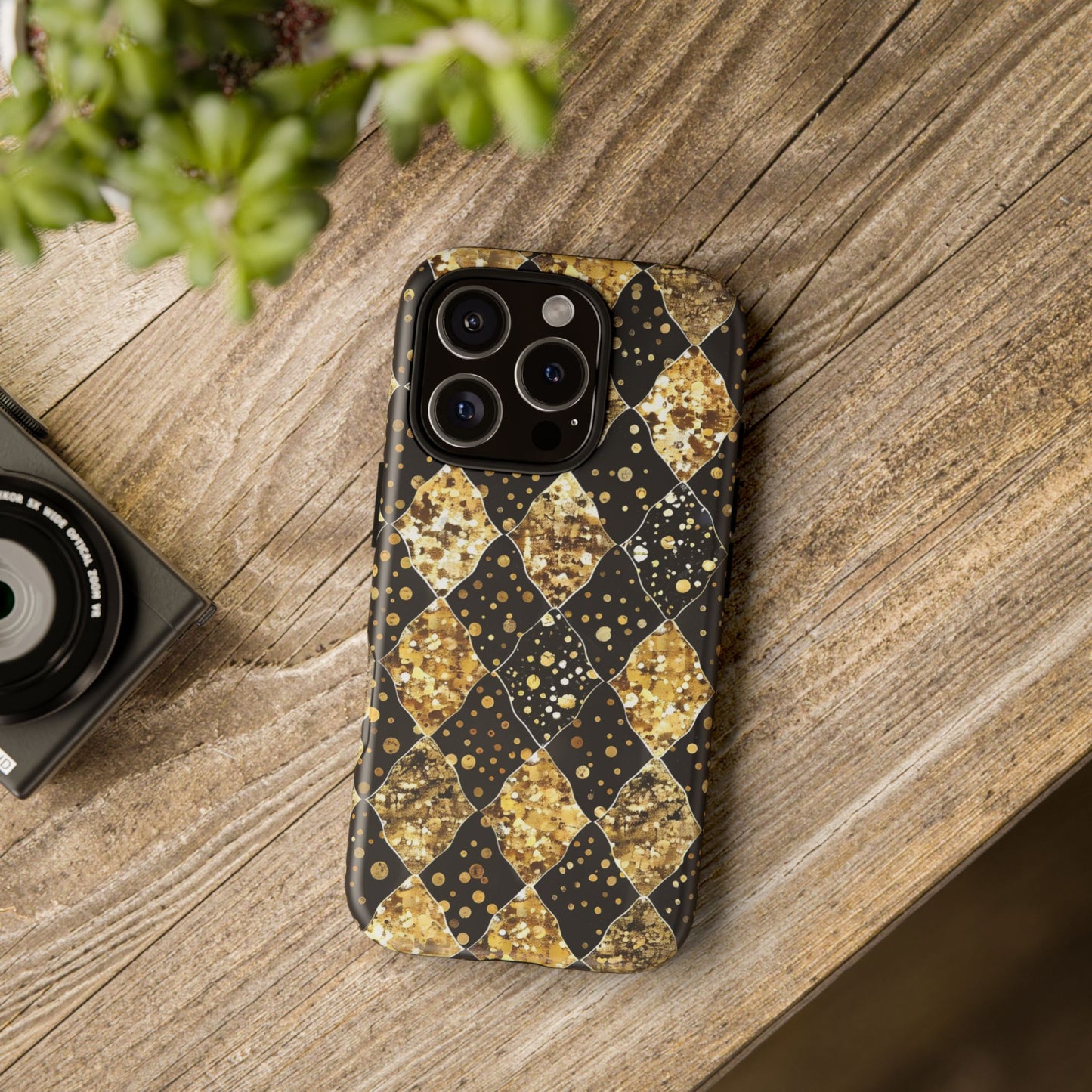 Elegant Gold & Black Phone Case for Tough Protection
