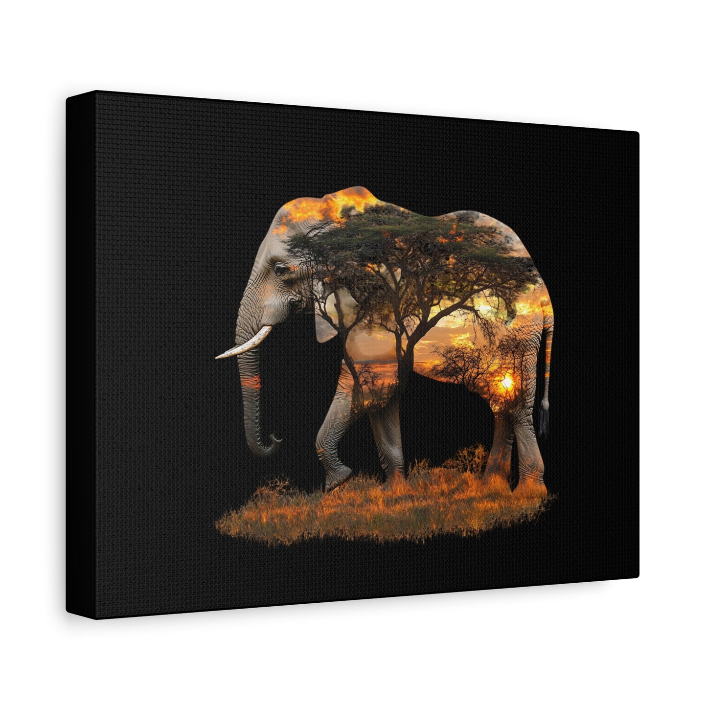 Elephant Tree Matte Canvas Art, Nature Wall Decor, Wildlife Home Decoration, Gift for Animal Lovers, Boho Living Room Accent