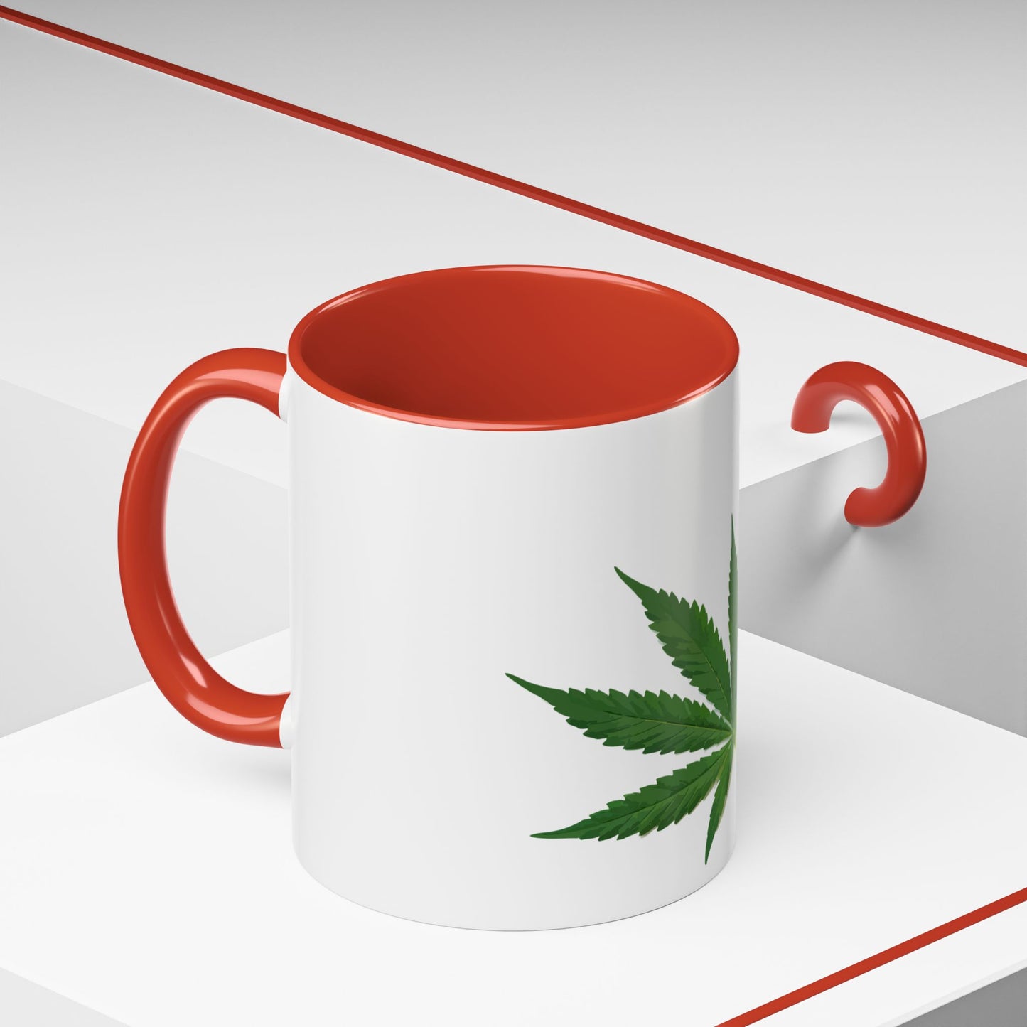 Marijuana Leaf Accent Coffee Mug | Cannabis Lover's Gift, Unique Coffee Cup, Pothead Mug, Stoner Gift Idea, Greenery Decor