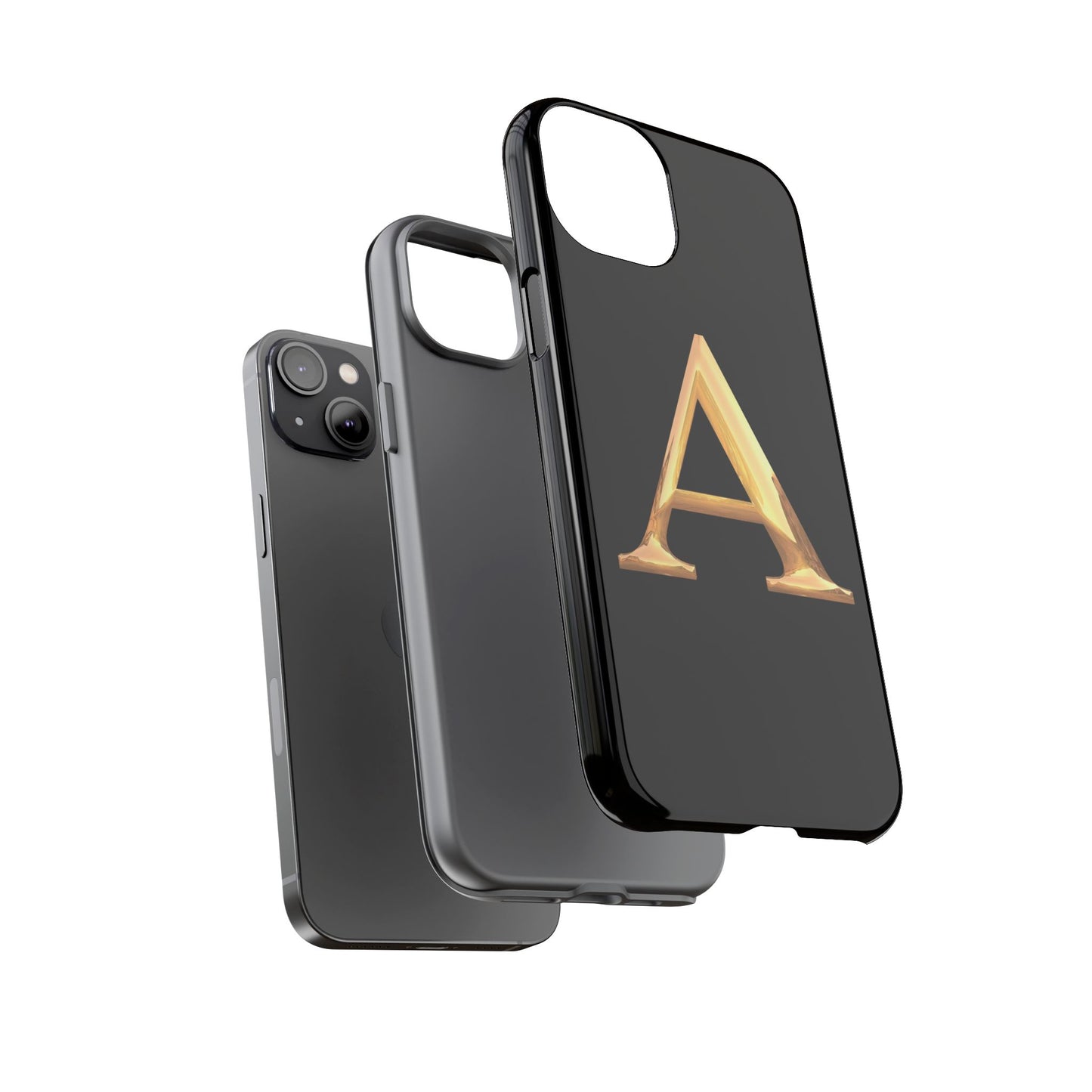 Custom Phone Case with Gold Letter A, Monogrammed Gift, Tough Protective Case, Personalized Phone Accessory, Unique Phone Cover