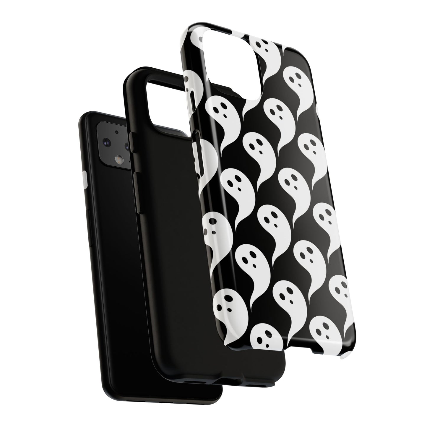Ghost Pattern Phone Case, Cute Ghost Cell Phone Cover, Halloween Accessory, Spooky Gift, Black and White Phone Case